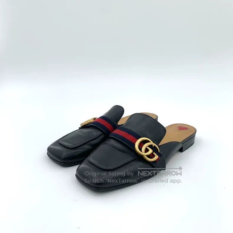 Gucci Gucci Black logo striped webbing wrap head flat slippers Size US 8.5 / IT 38.5 - 1 Thumbnail