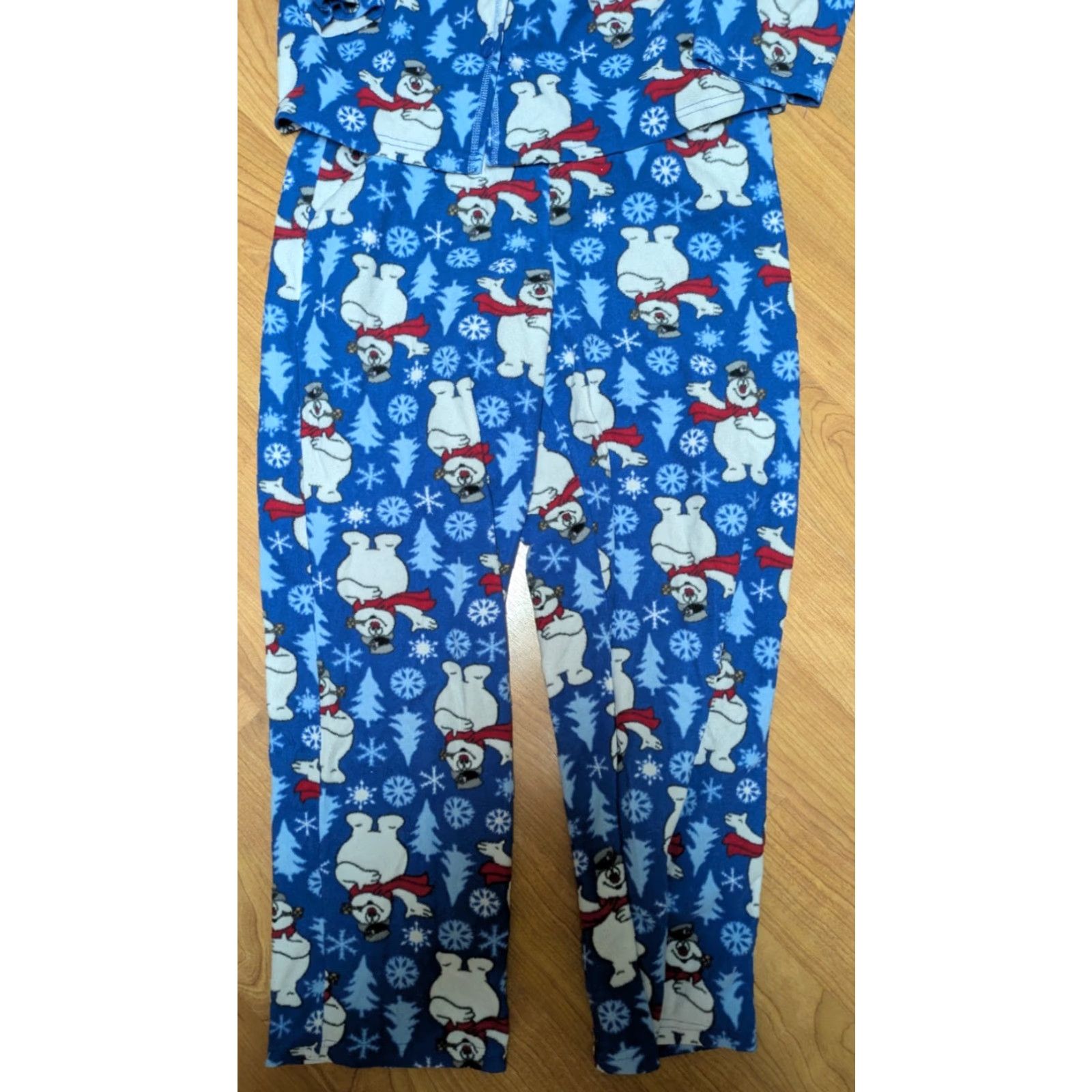 Vintage Womens Pajama Set Frosty The Snowman 2 Piece L Blue Large 12-14 Polyester Fleece Christmas Winter Mens? Size ONE SIZE - 3 Thumbnail