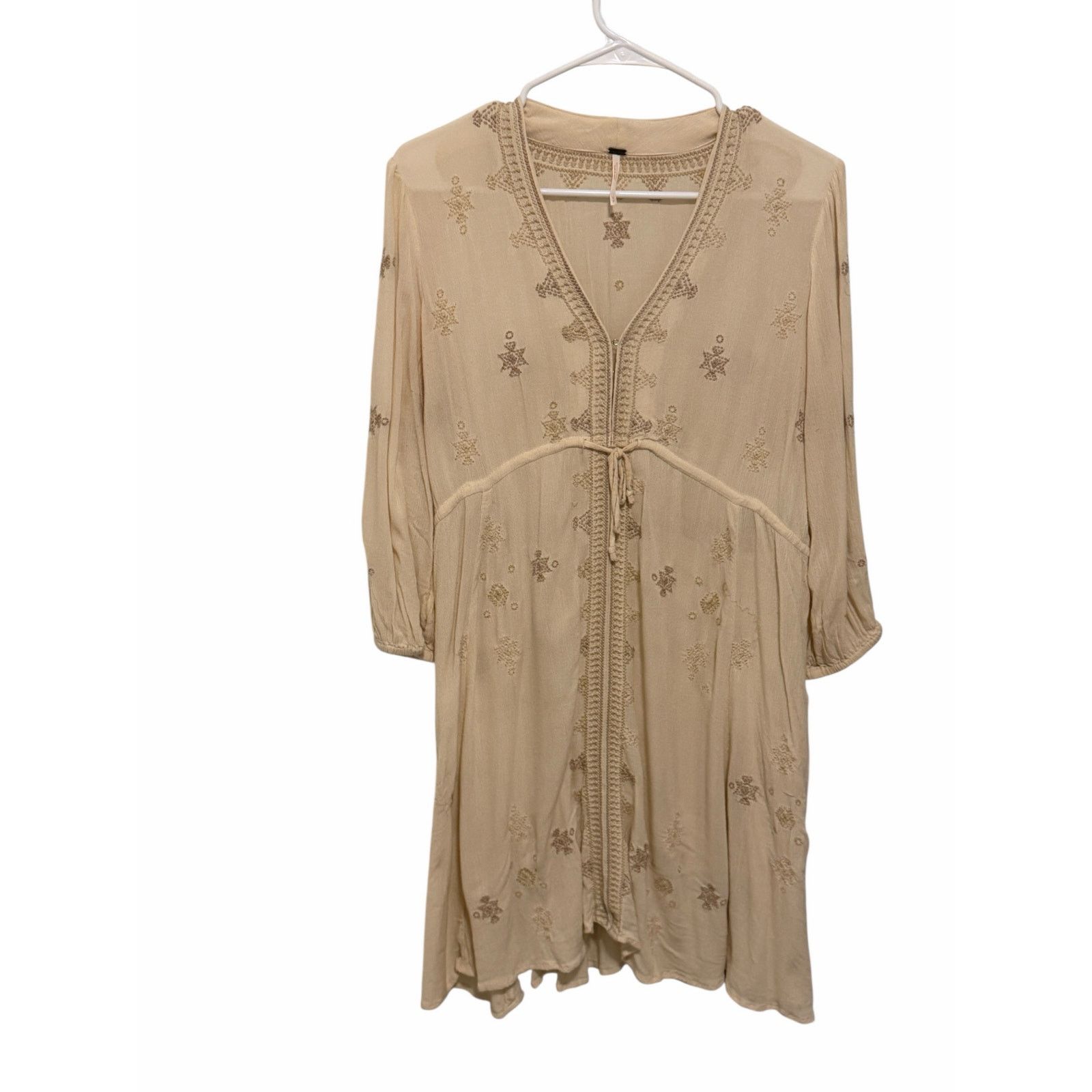Free People Free People Star Gazer Embroidered Long Sleeve V-Neck Dress Size S / US 4 / IT 40 - 2 Thumbnail