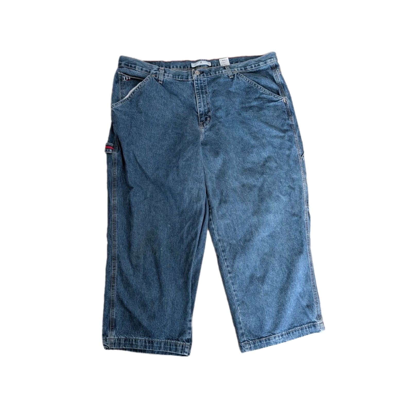 Tommy Hilfiger VINTAGE Tommy Hilfiger Womens Cropped Denim Carpenter Jeans Size 22 Flag Loop Size 40" / US 18 - 2 Thumbnail