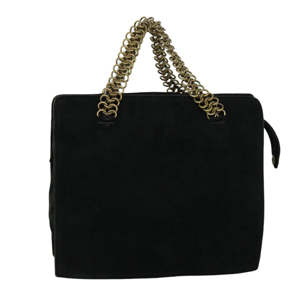 image of Prada Chain Hand Bag Suede Black Auth Bs8254, Women's