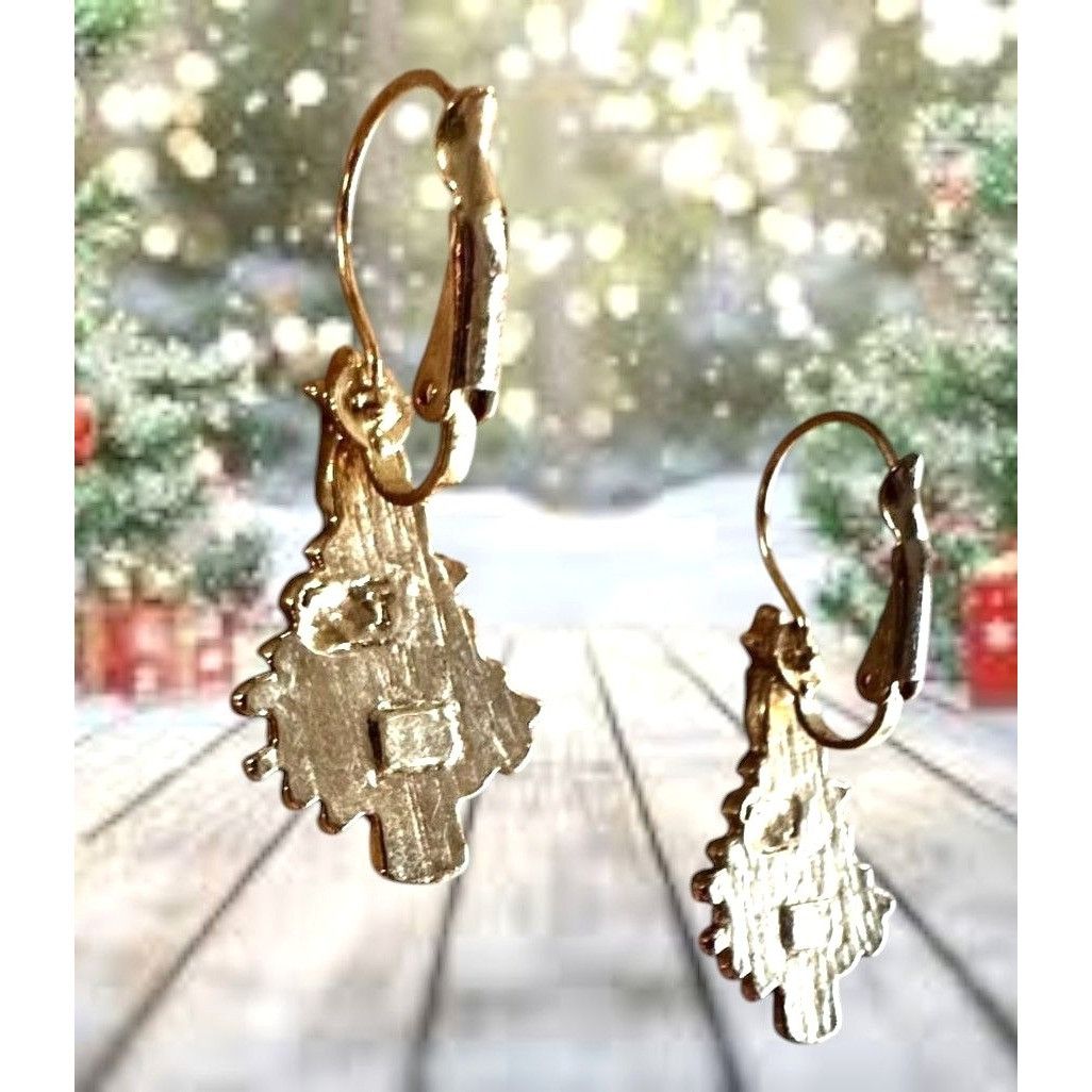 Handmade Vintage Christmas Tree Earrings Star Topper Gold Tone Eurowi Size ONE SIZE - 11 Thumbnail