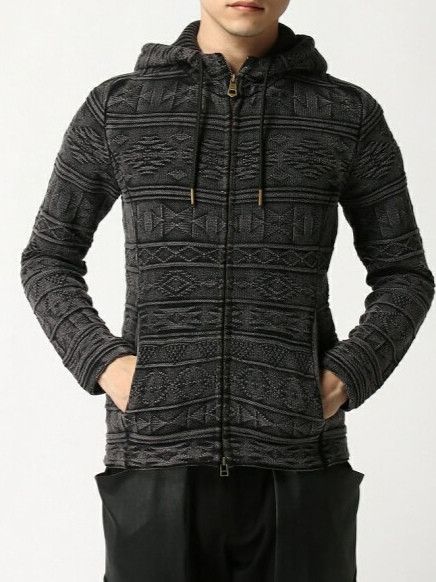 Japanese Brand 1PIU1UGUALE3 Relax Black Wash Ortega Pattern Chiffon Hoodie Size US M / EU 48-50 / 2 - 4 Thumbnail