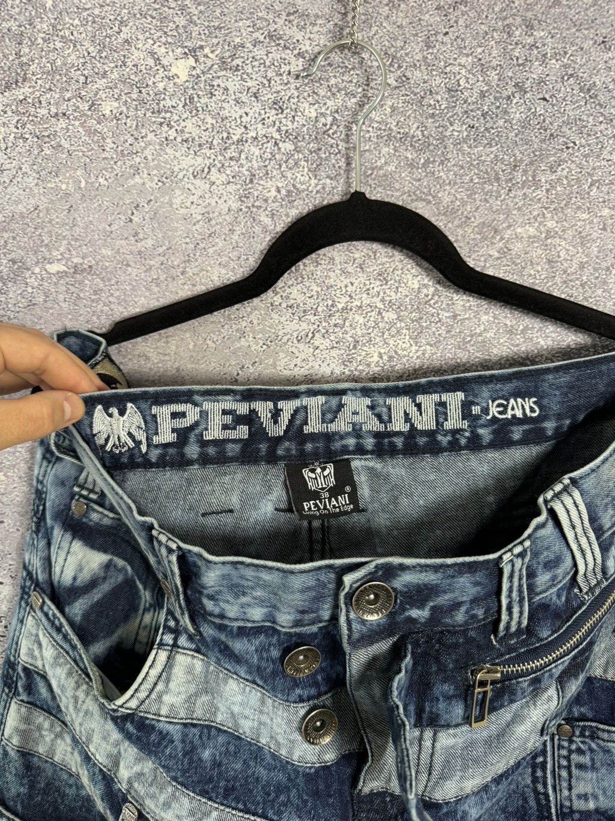 Designer × Japanese Brand × Vintage PEVIANI Jeans Men's Size 36 Moto Acid Wash Straight Size US 36 / EU 52 - 15 Thumbnail