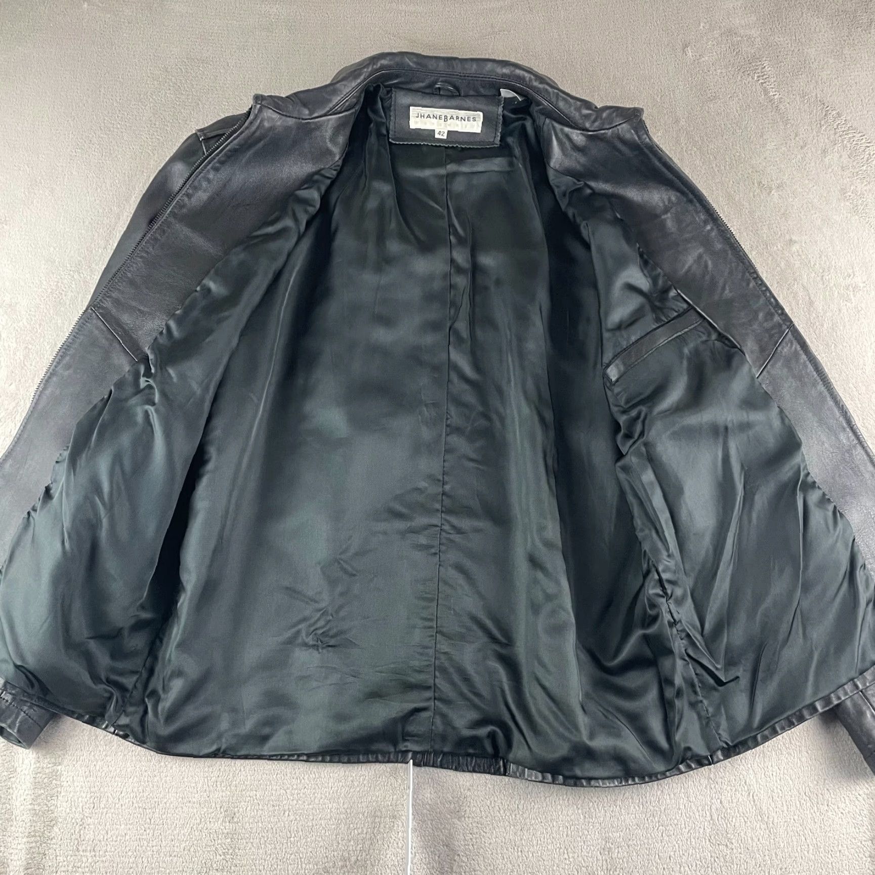 Vintage Jhane Barnes Leather Jacket Men 42 Black Full Zip Lined Premium Designer Coat Jacket Size US XS / EU 42 / 0 - 4 Thumbnail