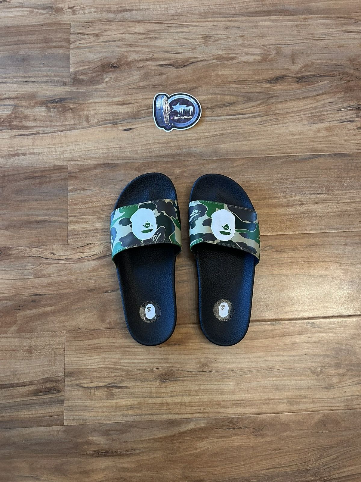 靴 BAPE 1ST CAMO SLIDE SANDALS BAPE A Bathing Ape 1st Camo Slide Sandals Green Men's US Size 10