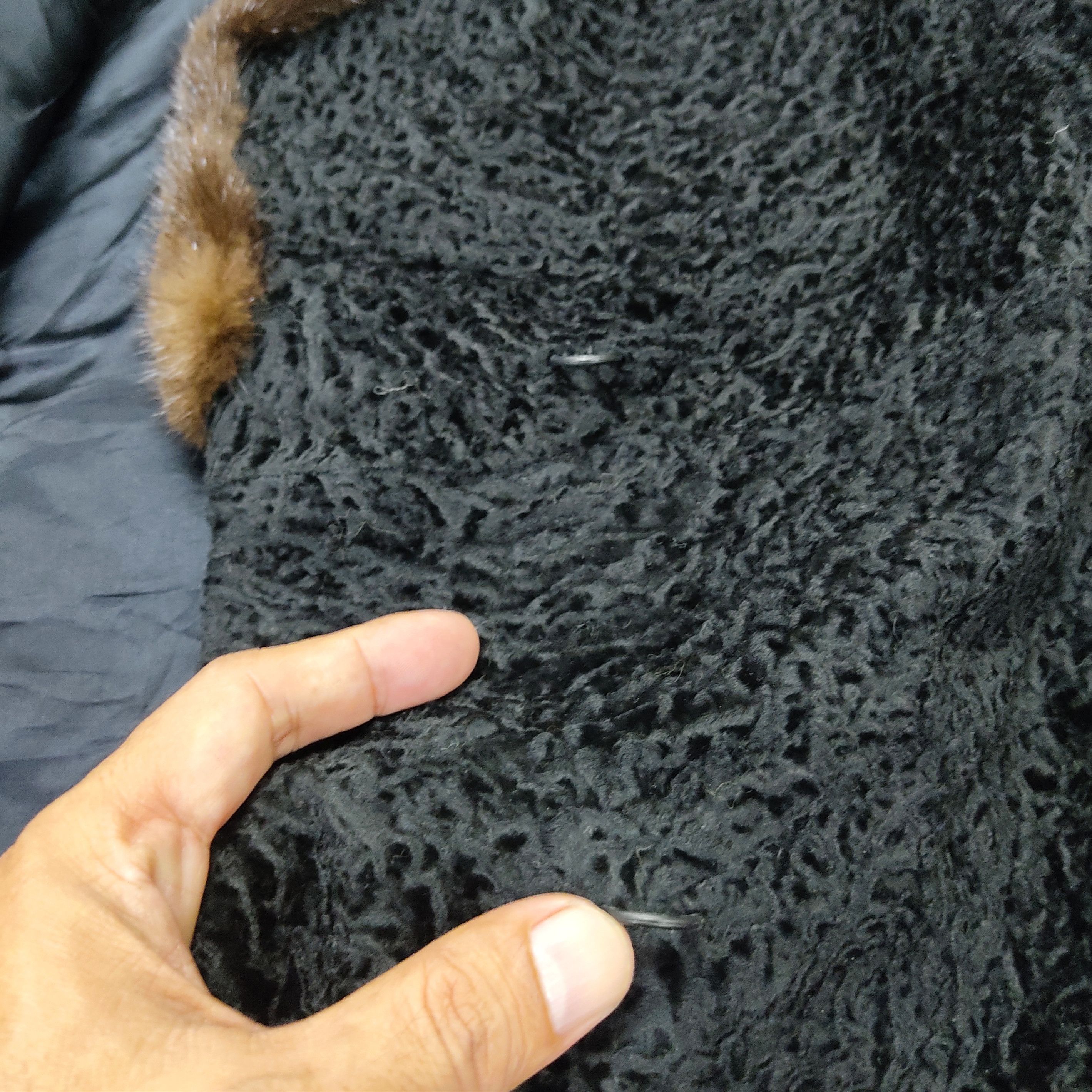 Japanese Brand OSFUR TOKYO Black Persian Lamb Coat with Mink Fur Size M / US 6-8 / IT 42-44 - 16 Thumbnail