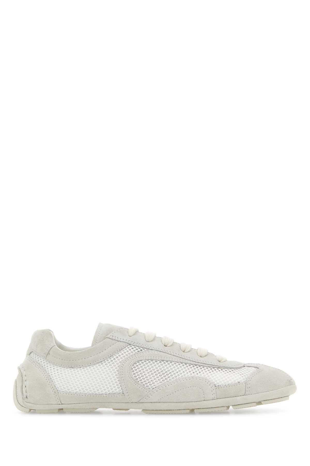 White Suede And Mesh Montecarlo Sneakers