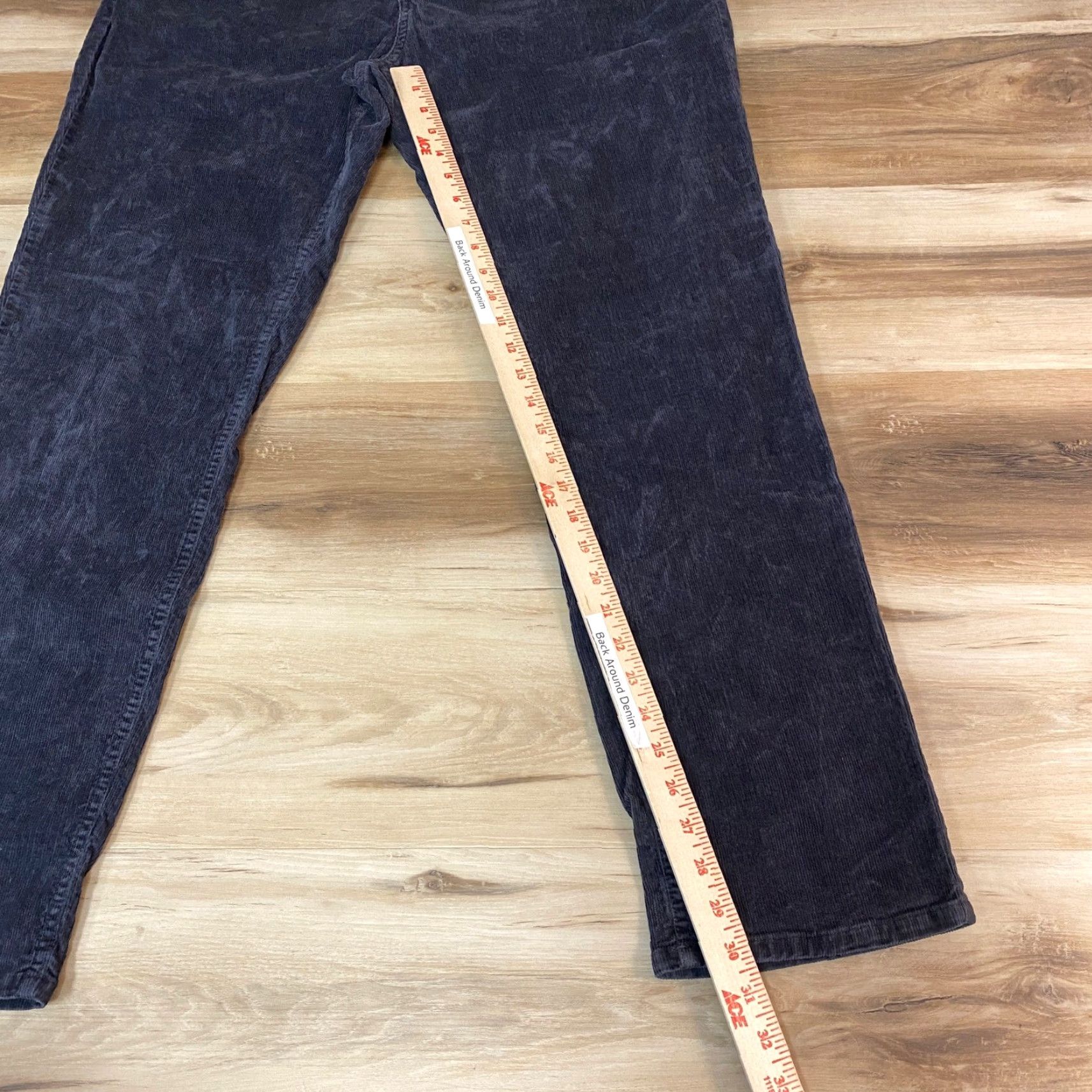 Vintage Bearbottom Corduroy Pants Dark Gray Mens XL 32 Inseam Elastic Waist Cotton Spandex Straight Front 5-Pocket Casual Fall Winter Size US 36 / EU 52 - 4 Thumbnail