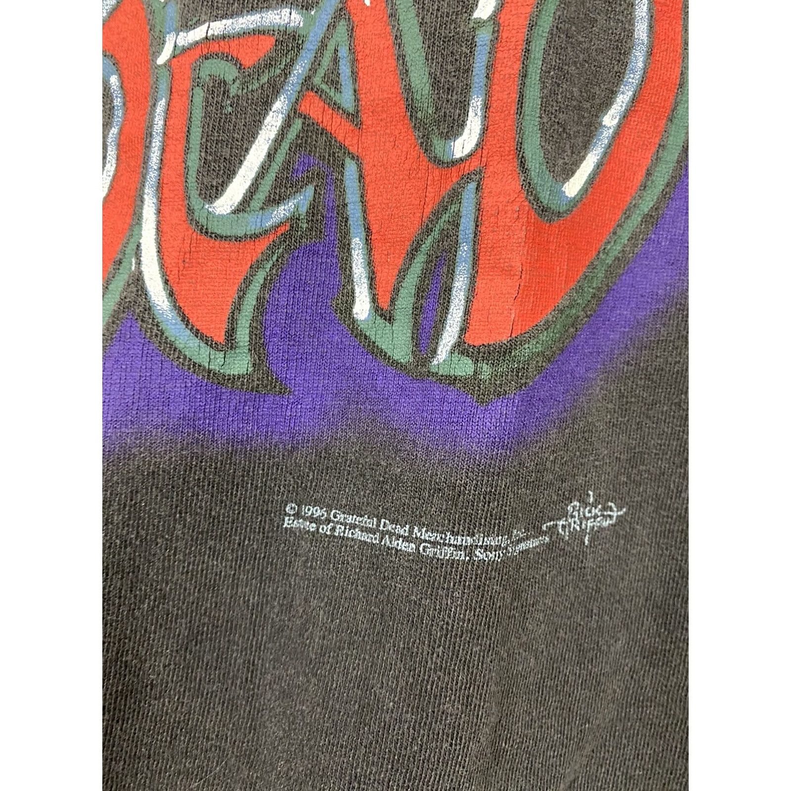 Griffin VTG Grateful Dead T-Shirt 1996 Rick Griffin Black Band Shirt 2XL Mens Short Sleeve Vintage Rare Faded Shirt Size US XXL / EU 58 / 5 - 3 Thumbnail