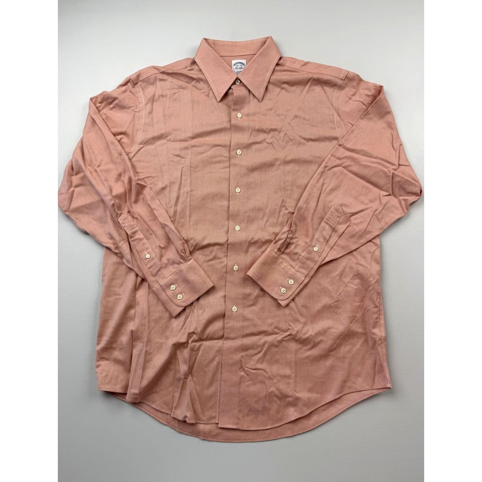 Brooks Brothers Brooks Brothers Dress Shirt Mens 16.5 35 Orange Check Non-Iron Cotton Shirt Mens Regular Long Sleeve Button Front Size 46R - 2 Thumbnail