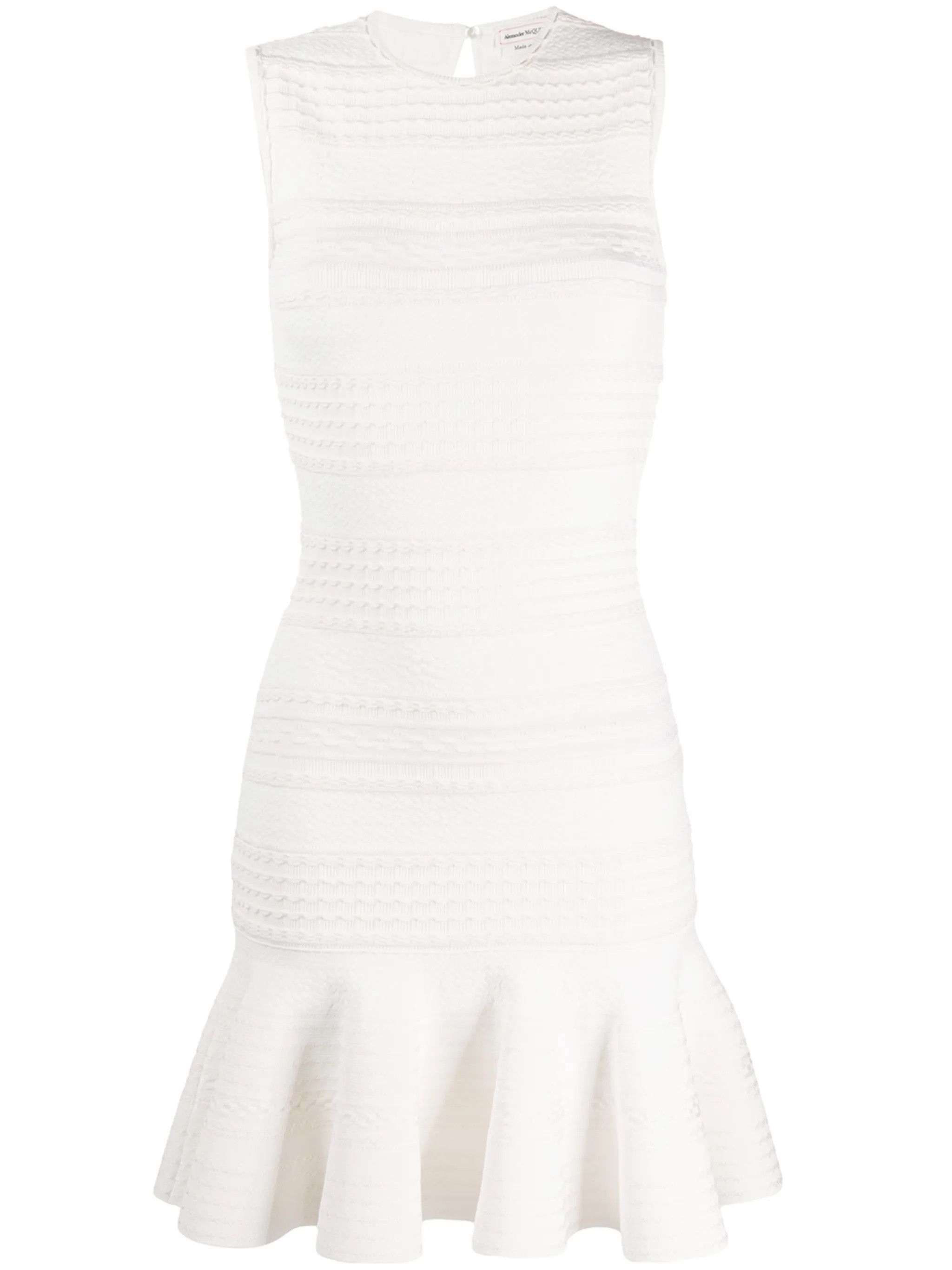 Alexander McQueen o1y0325 Sheath Midi Dress in White Size L / US 10 / IT 46 - 1 Thumbnail