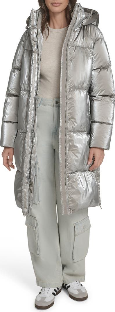 Levi's Levi’s Silver/Grey Mid-Length Puffer Coat NEW w/ Tags Size M Size M / US 6-8 / IT 42-44 - 7 Thumbnail