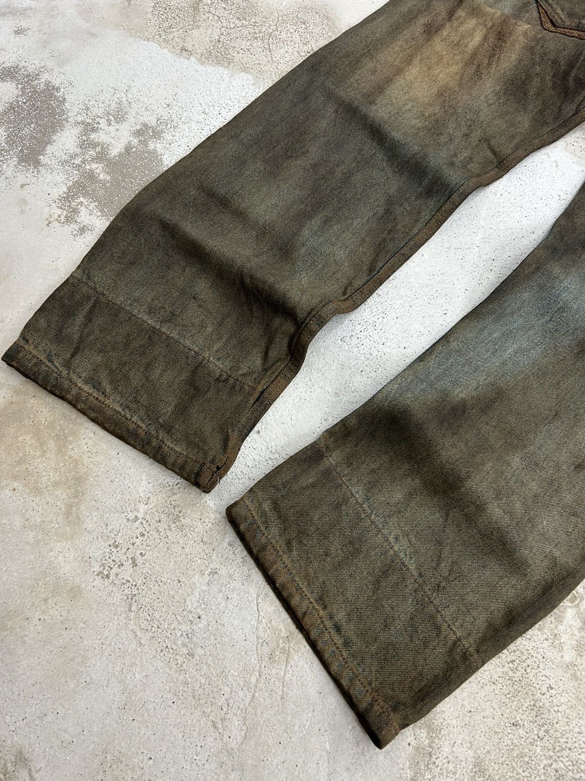GOSTAR DE FUGA Vintage Normanbros Japan Double Waist Mud Washed Dirty Size US 31 - 13 Thumbnail