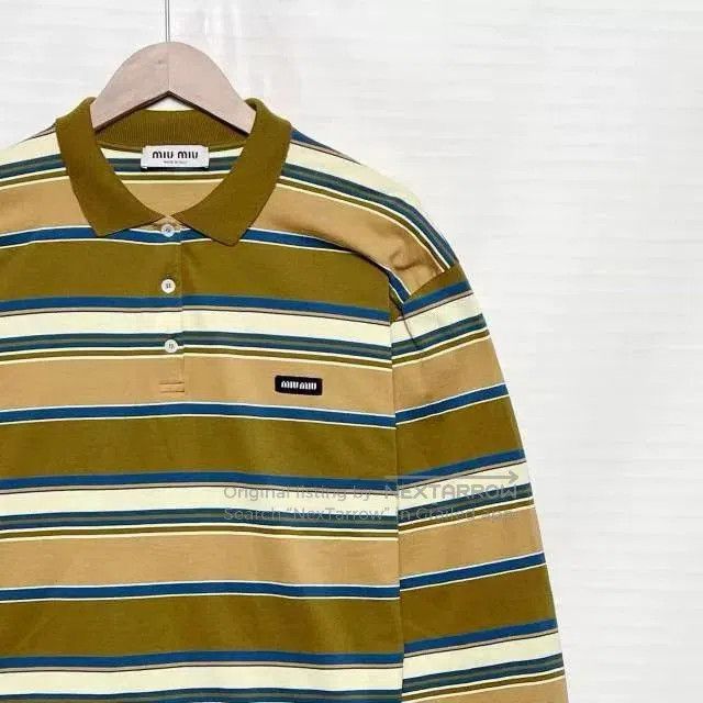 Miu Miu MIU MIU SS24 Striped Button Jersey Polo Shirt. Size L / US 10 / IT 46 - 3 Thumbnail