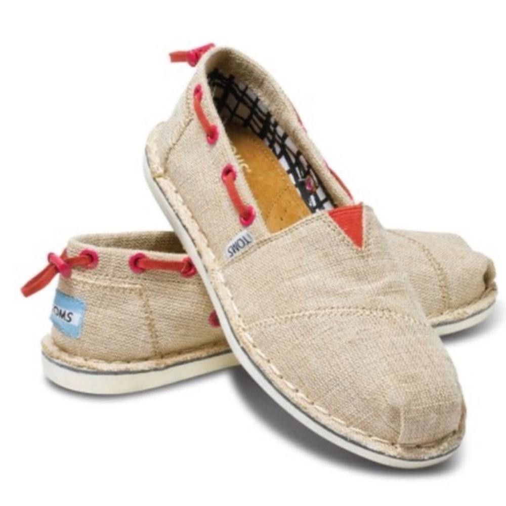 Toms Toms l Burlap Red Drawstring Slip-On Flats Size 8 Size US 8 / IT 38 - 1 Thumbnail