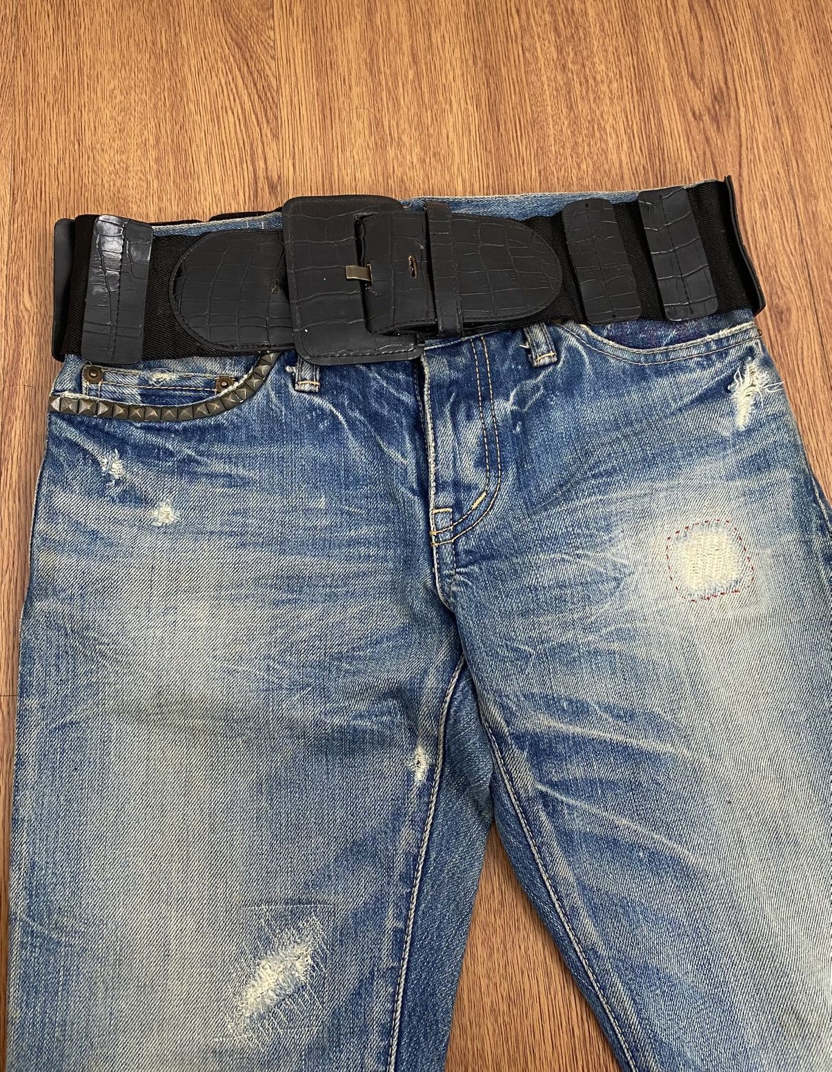 If Six Was Nine × Japanese Brand × Le Grande Bleu (L.G.B.) Black alligator belt Size ONE SIZE - 2 Thumbnail