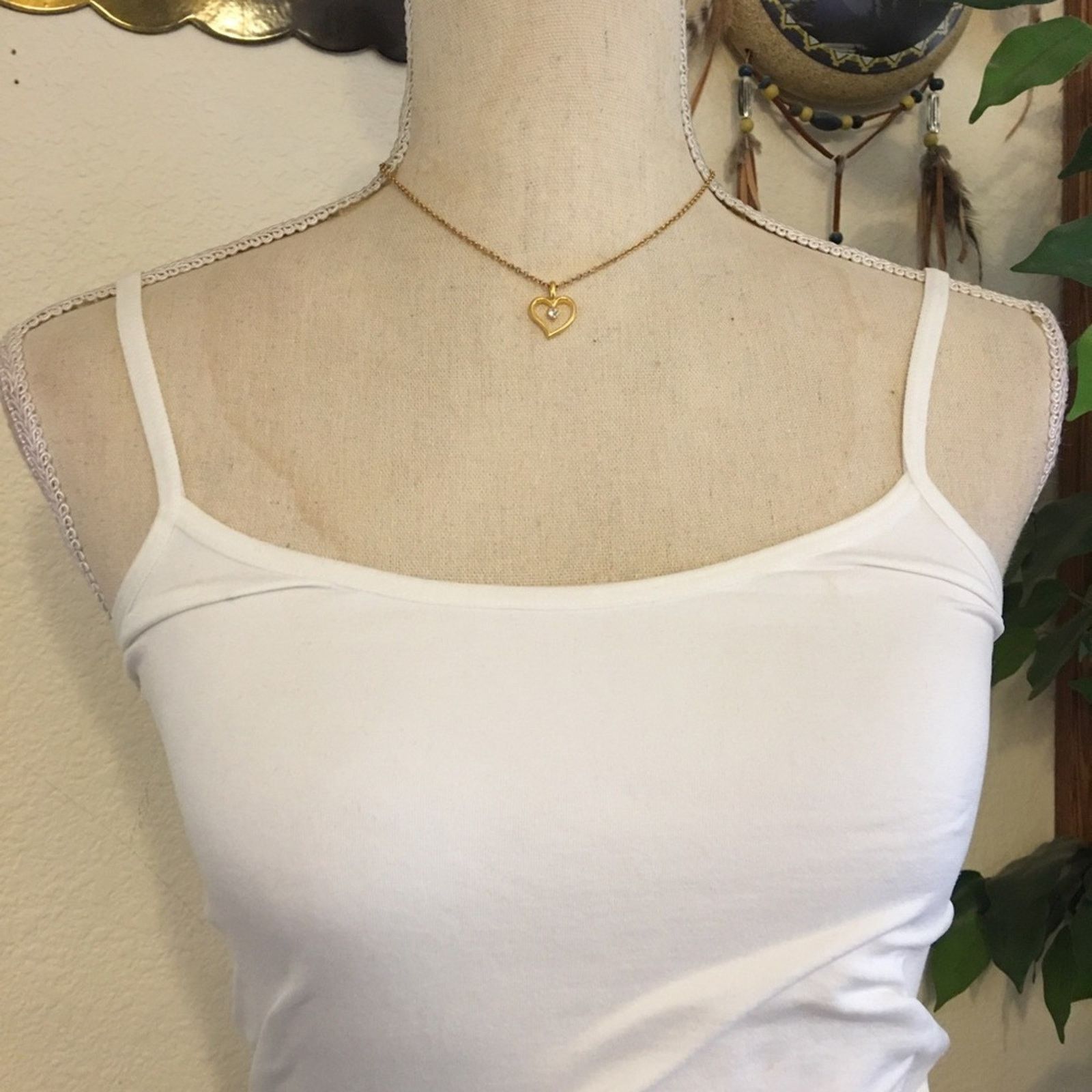 Vintage Vintage 80s gold tone cz heart pendant on chain Size ONE SIZE - 3 Thumbnail