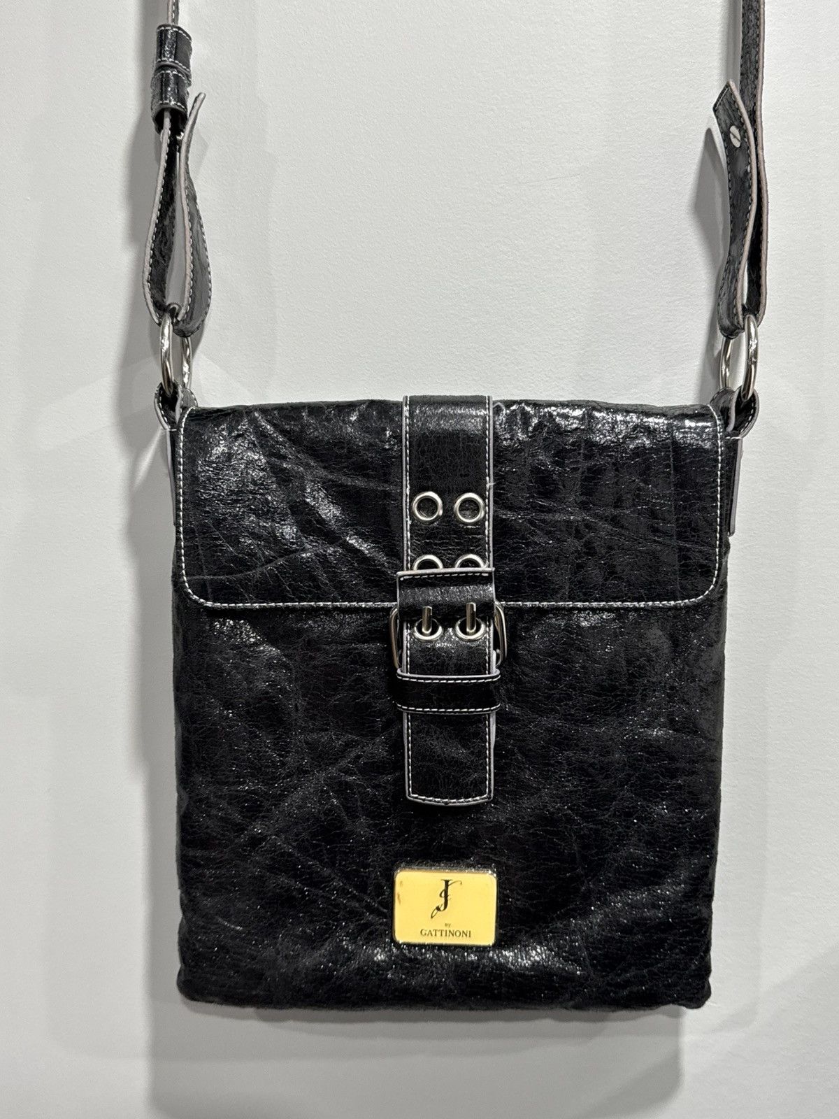 Other J by Gattinoni Distressed Leather Messenger Bag Y2K Archive Size ONE SIZE - 1 Thumbnail