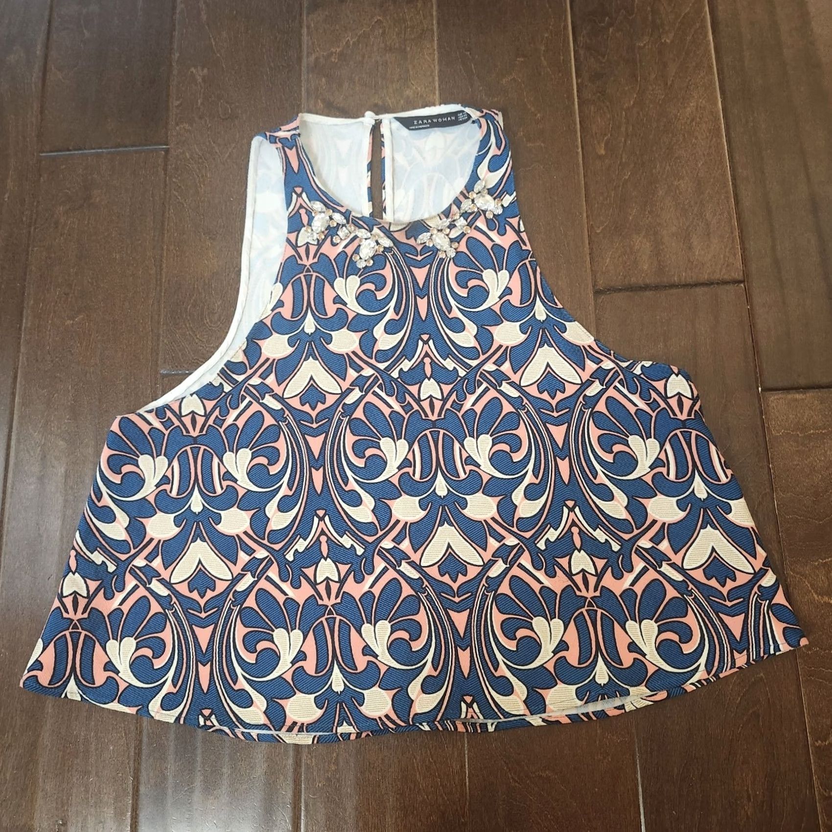 Zara Zara Woman XS Embellished Sleeveless Baroque Print Top Tank Multicolor Casual Party/Cocktail Travel Juniors XS Womens Manually Non-Handmade? Size XS / US 0-2 / IT 36-38 - 2 Thumbnail