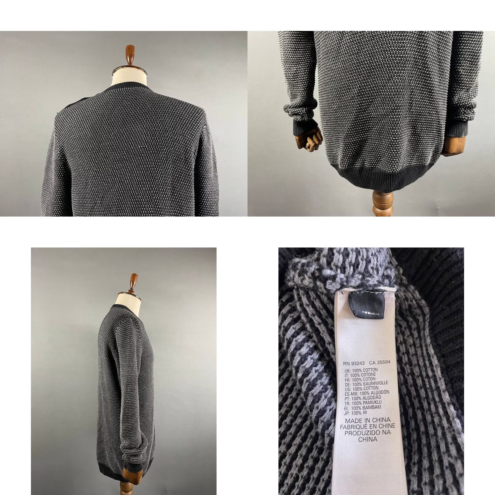 Diesel Diesel Sweater Mens Size XL Black Cotton Pullover Crew Neck Long Sleeve Size US XL / EU 56 / 4 - 8 Thumbnail
