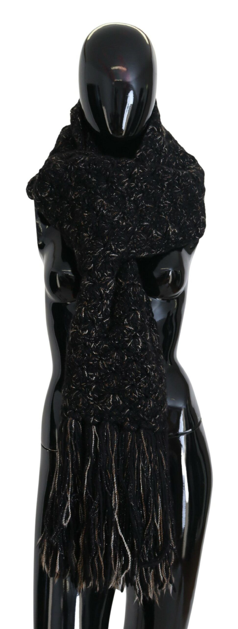 Dolce & Gabbana Elegant Virgin Wool Blend Black Women's Scarf Size ONE SIZE - 1 Thumbnail