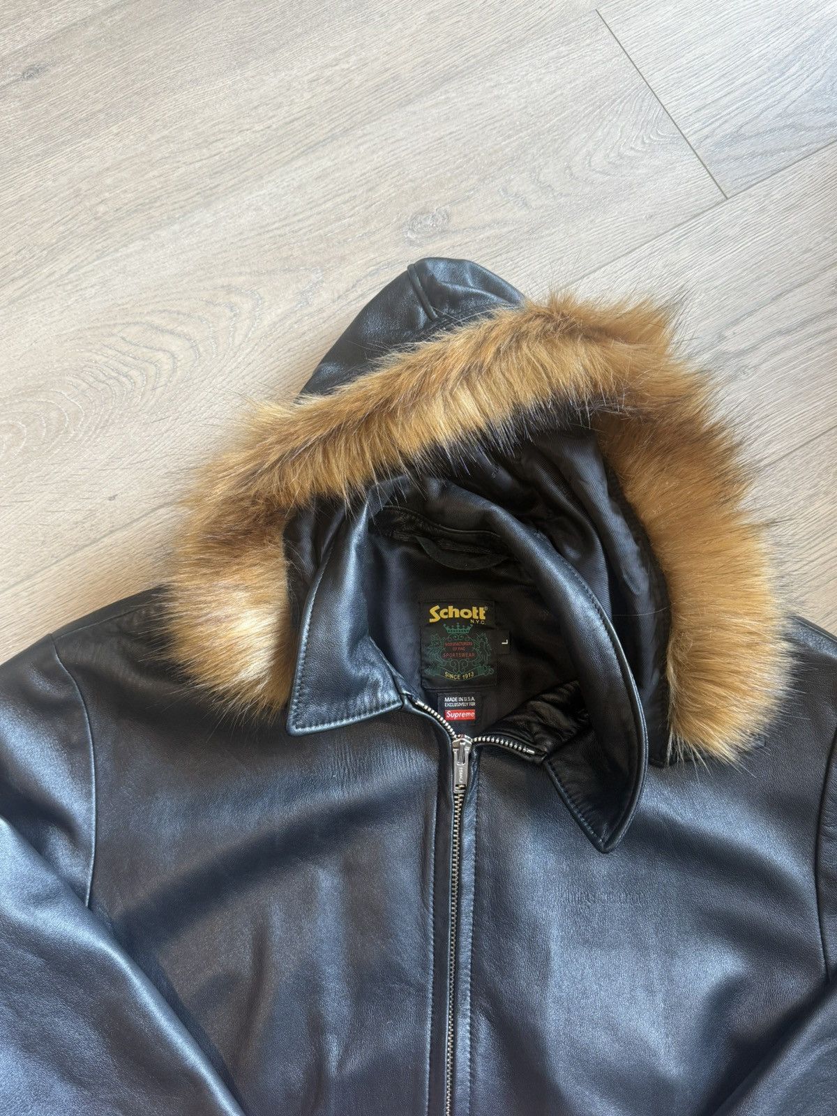 Schott × Supreme Supreme Schott Hooded Leather Bomber Jacket Large Size US L / EU 52-54 / 3 - 4 Thumbnail