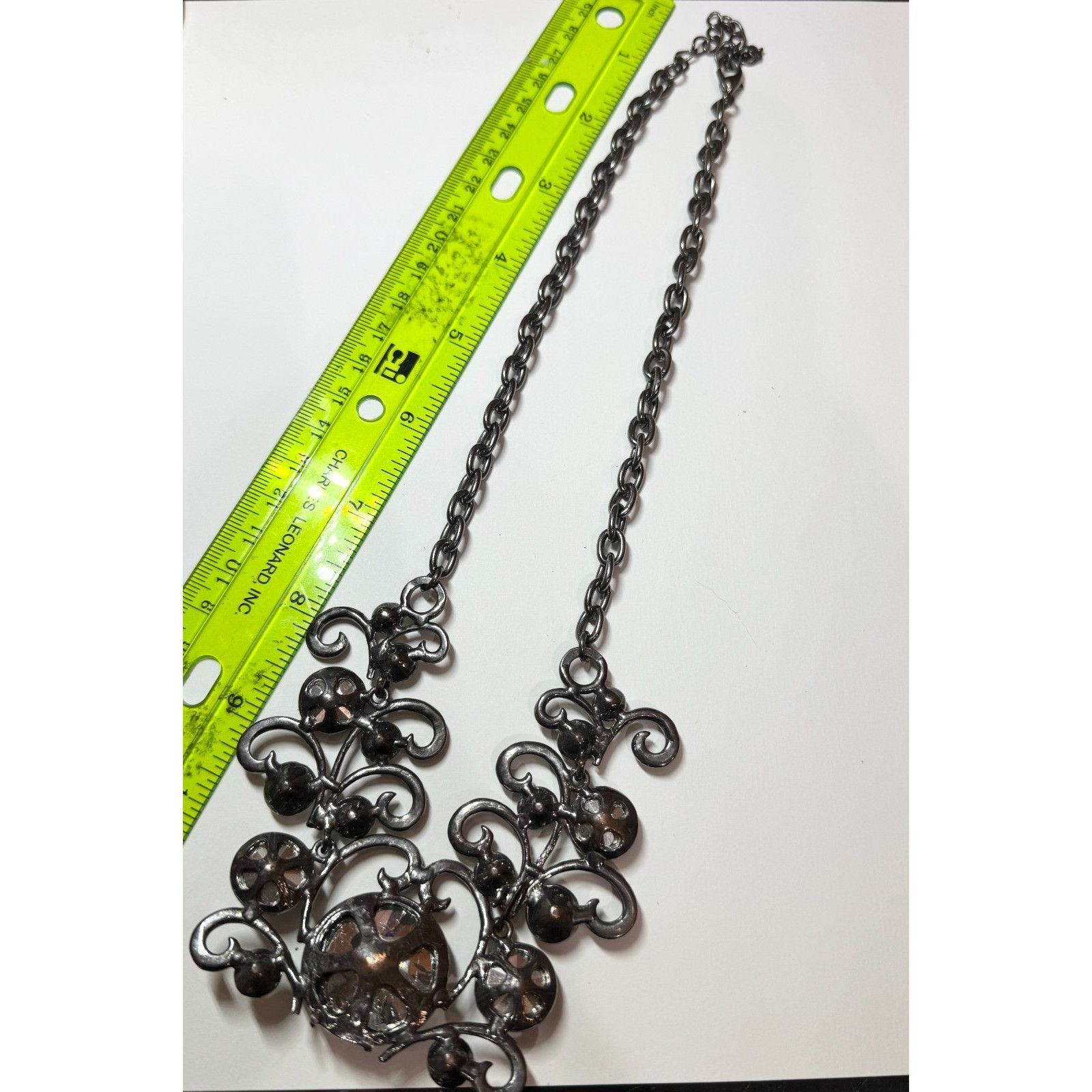 Other Large rhinestone hematite chain Pendant necklace Size ONE SIZE - 5 Thumbnail
