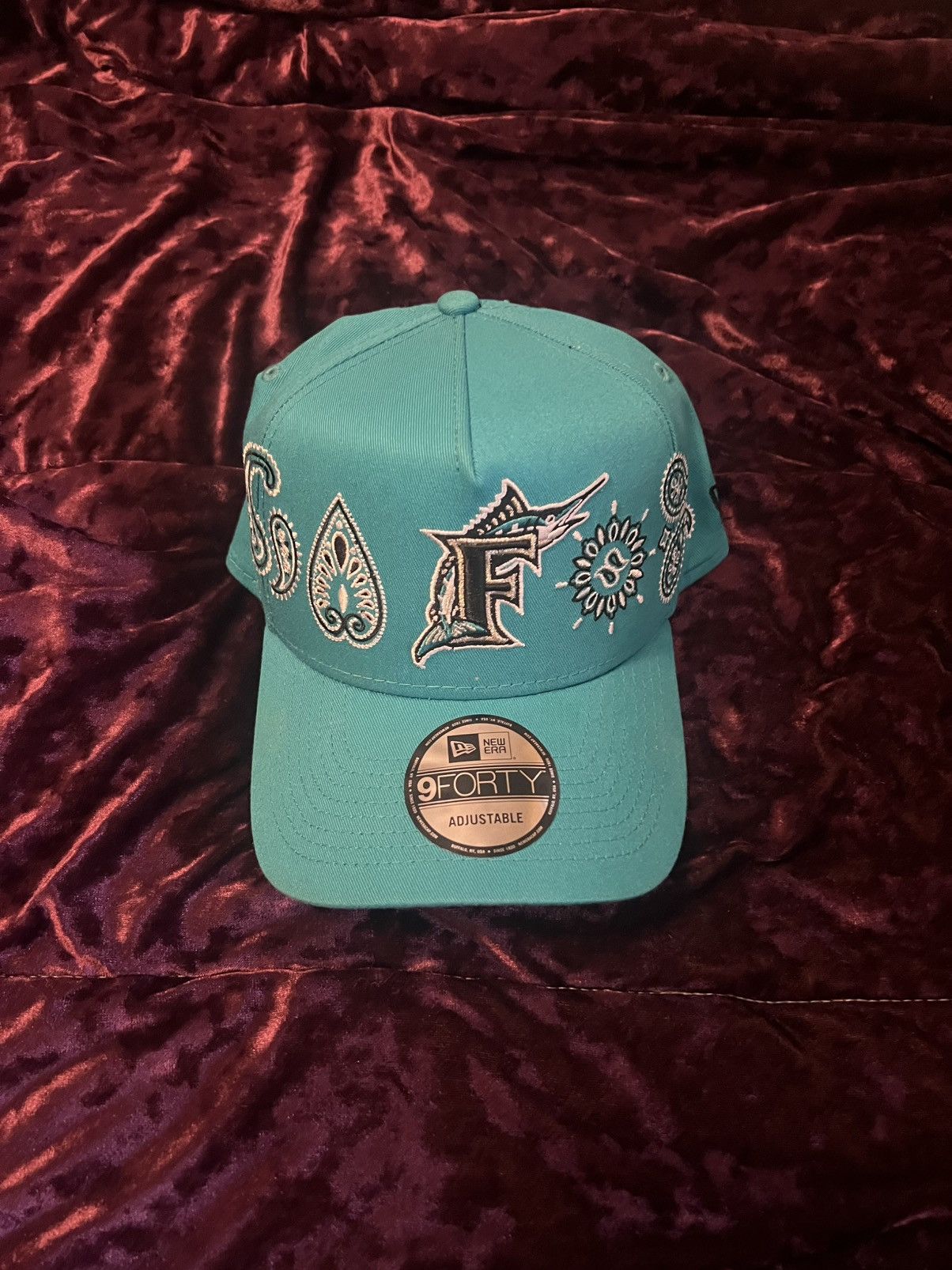 47 Brand Rare New Era Teal Miami Marlins F Paisley 9FORTY A-Frame Hat Size ONE SIZE - 1 Thumbnail