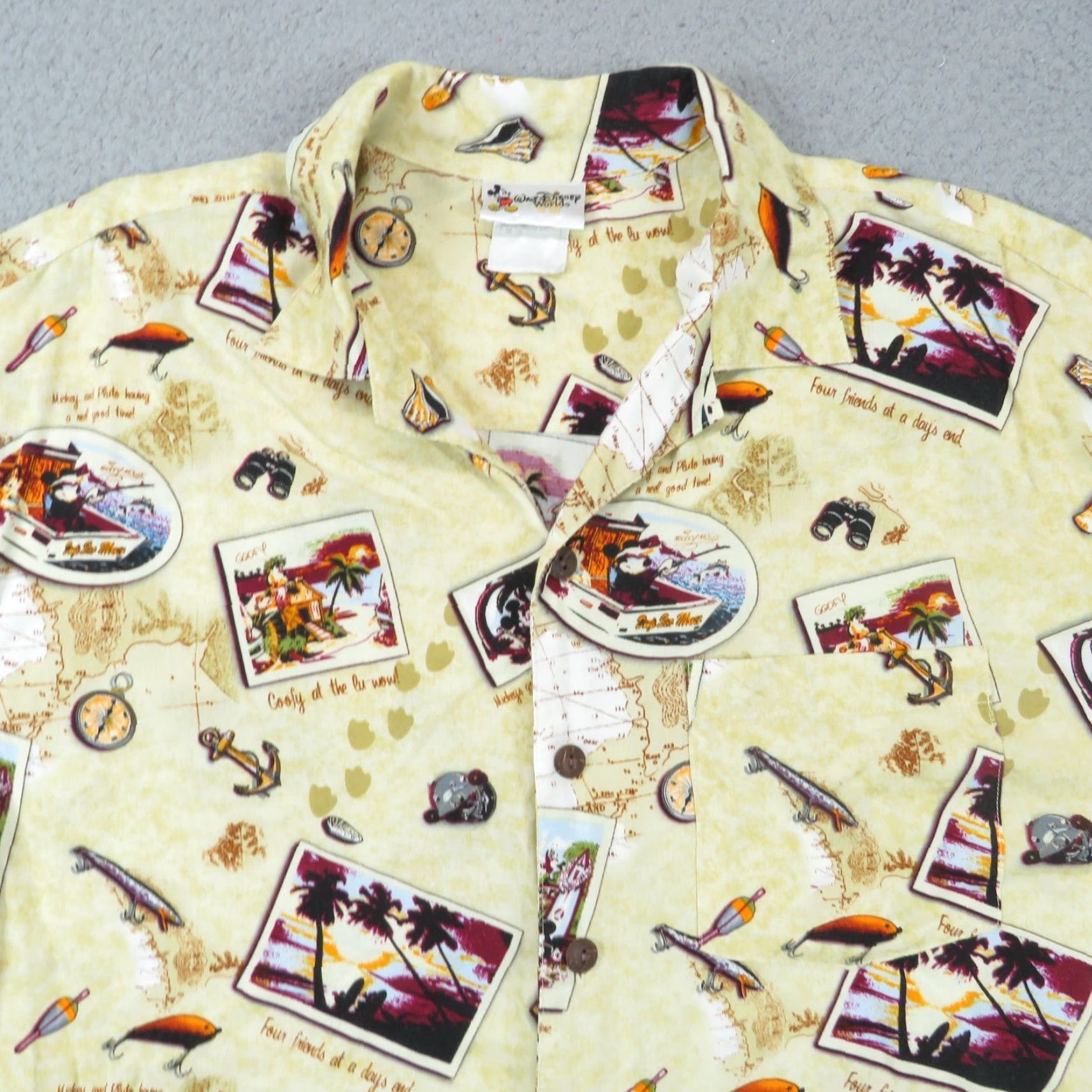 Disney Disney Shirt Mens Medium Hawaiian Button All Over Print Castaway Beach Cartoon Nautical Disney Brand Button-Up Casual Size US M / EU 48-50 / 2 - 2 Thumbnail