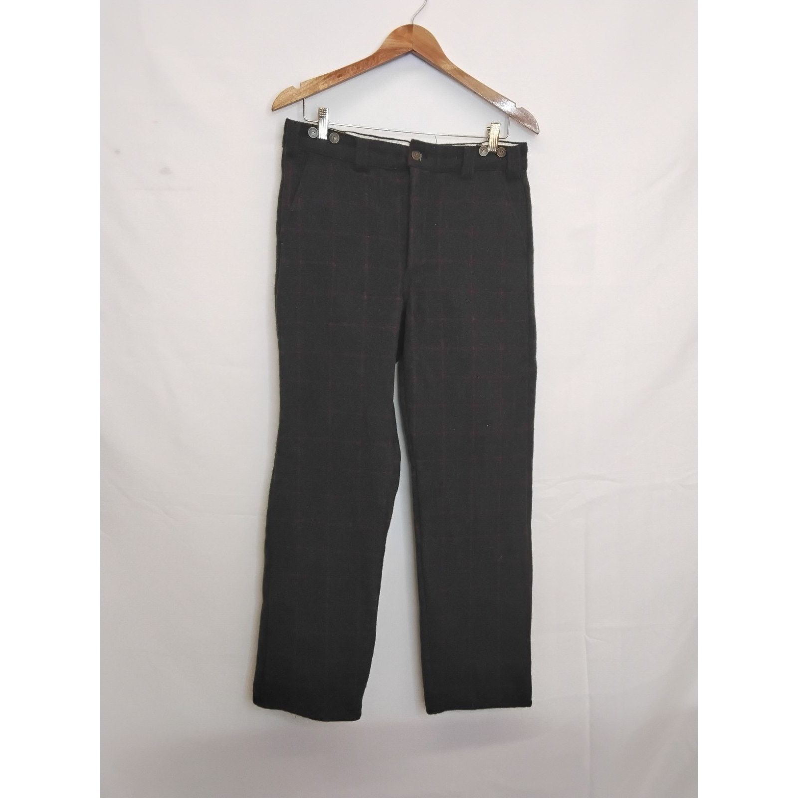 Other Codet Wool Pants Men's 34x33 Gray/Red Plaid Syle 210R Size US 34 / EU 50 - 2 Thumbnail