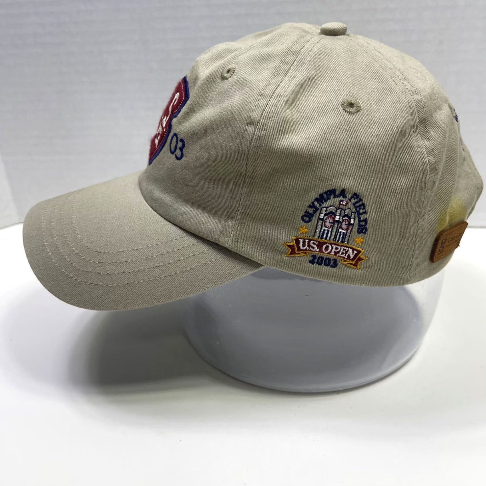 Vintage VINTAGE 2003 US Open Golf Hat Cap Beige Leather Patch Mark Jackson Chicago Illinois Mens One Size Adjustable Cotton Size ONE SIZE - 3 Thumbnail