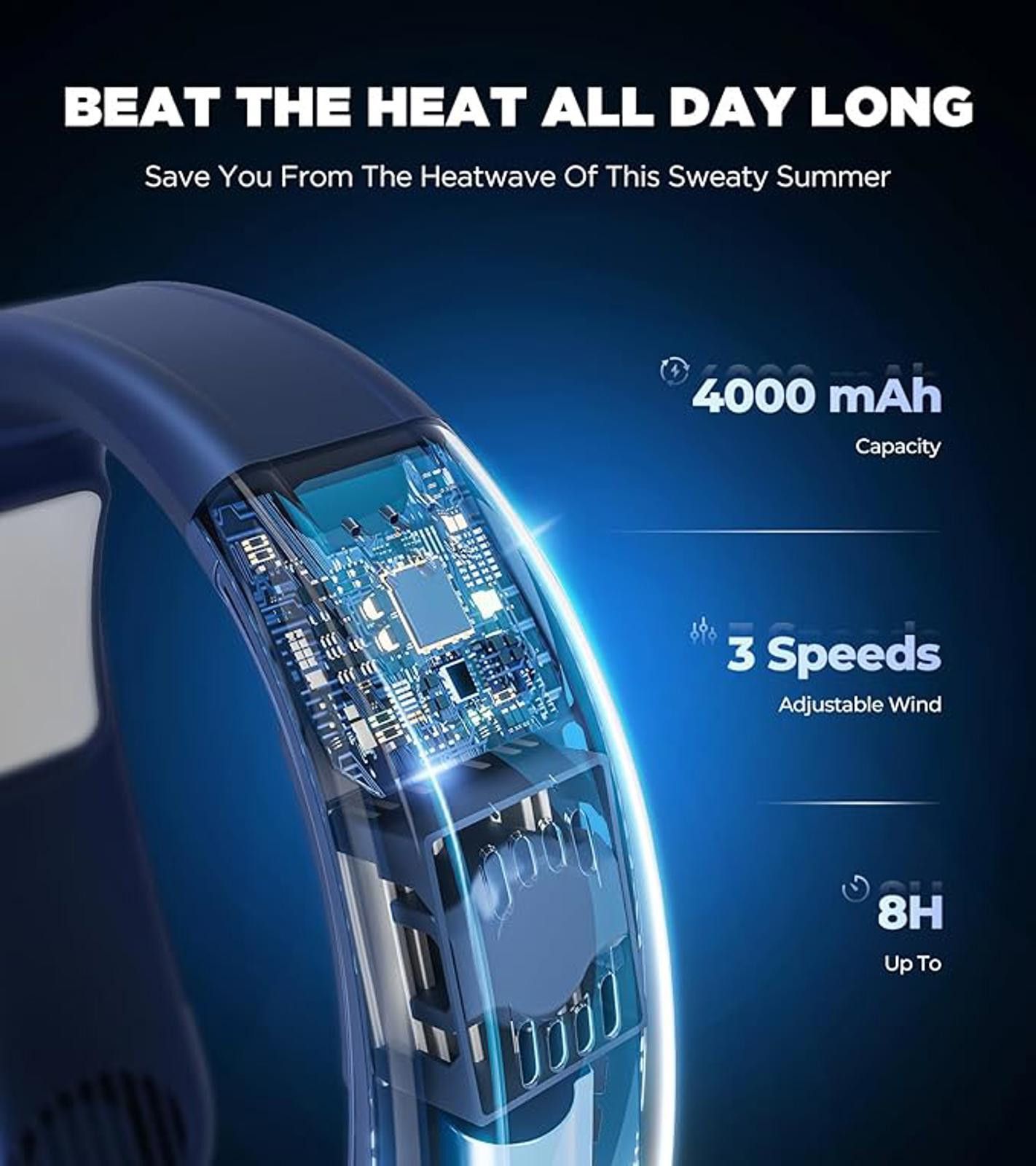Other EGOPP WT-F63 Cooling Neck Fan, White, Bladeless Dual Turbo, Size ONE SIZE - 5 Thumbnail