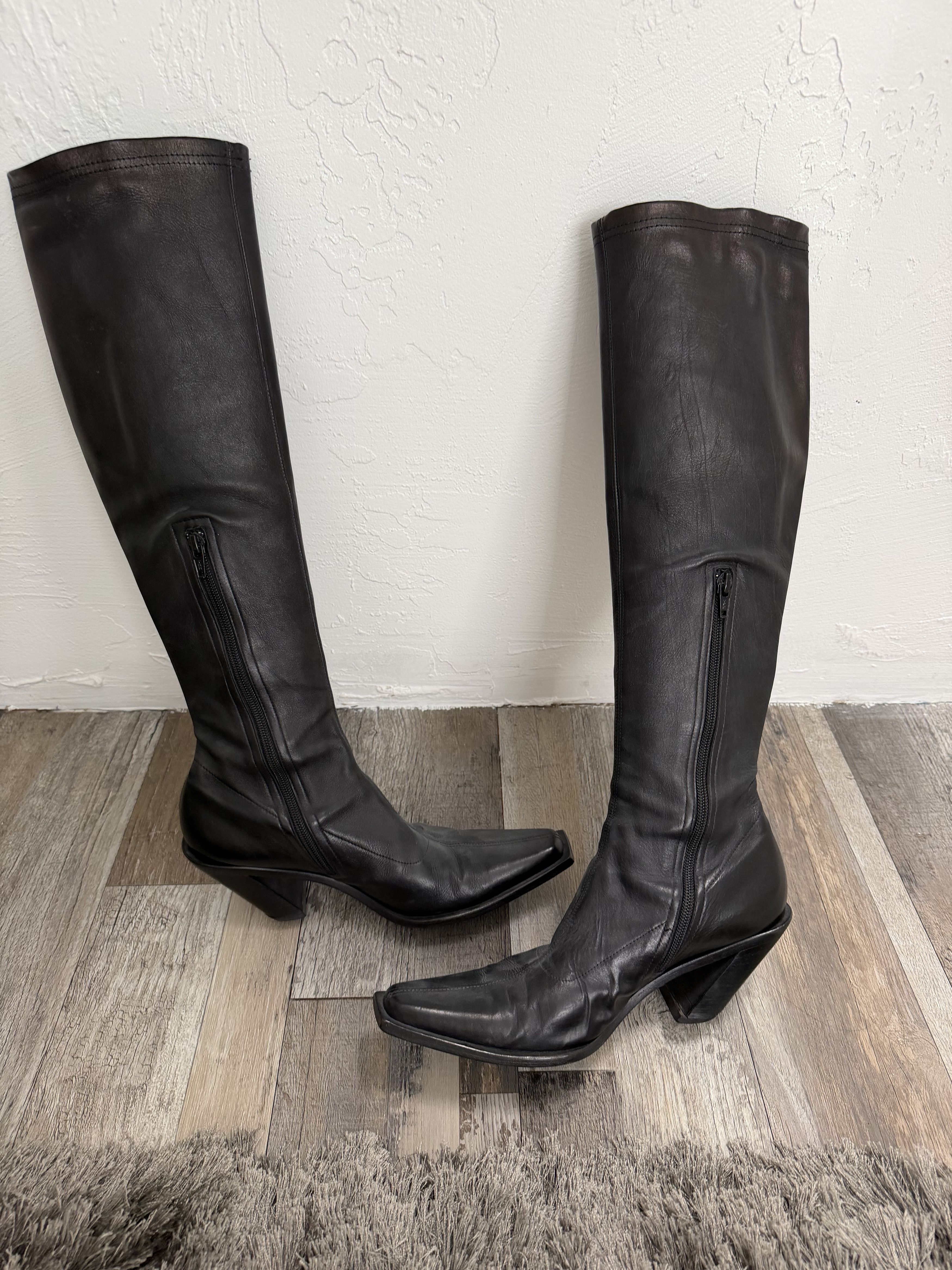 Ann Demeulemeester Vintage Archival Ann Demeulemeester Tall Slant Heel Boots Size US 7.5 / IT 37.5 - 3 Thumbnail