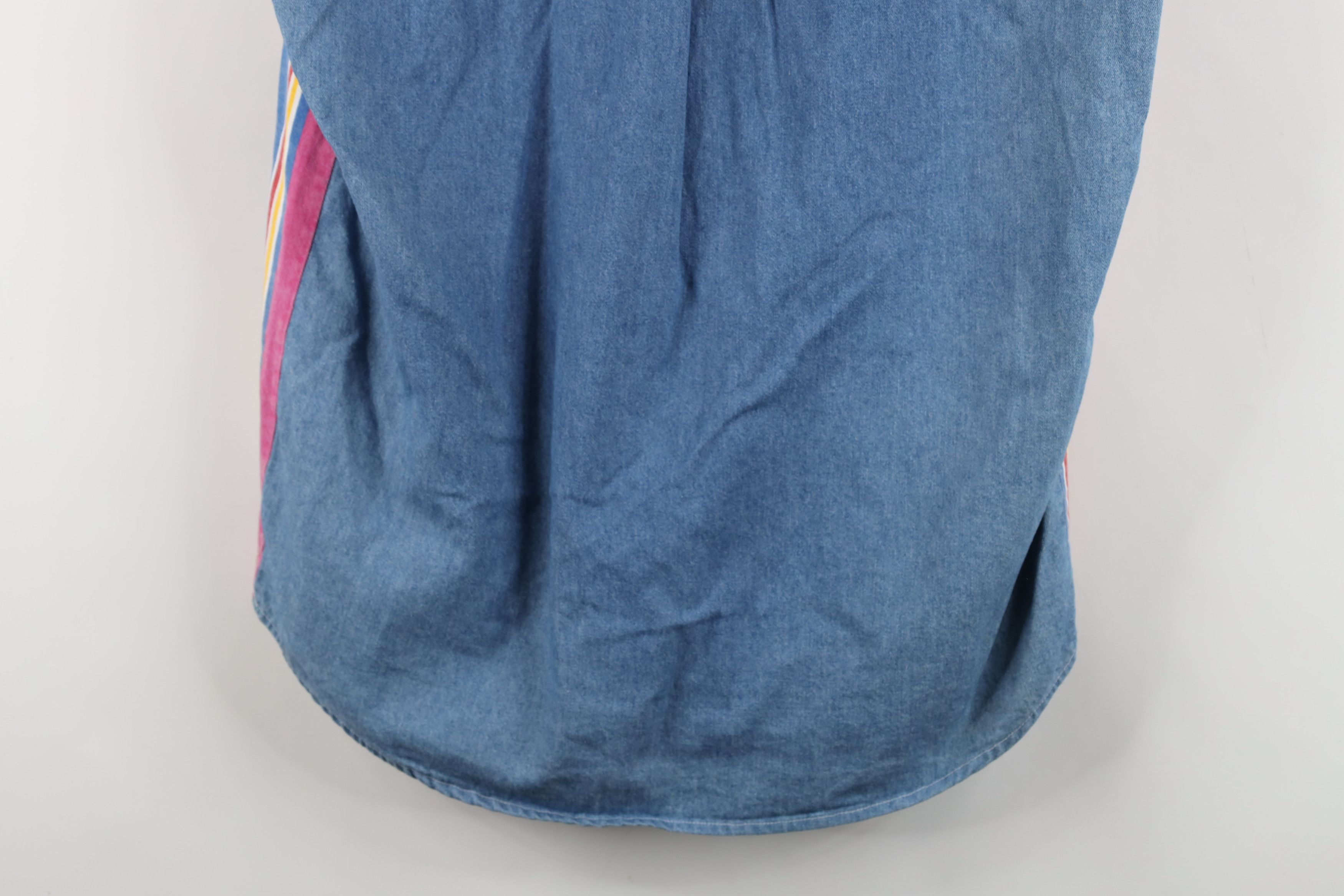 Vintage Deadstock Vintage 90s Striped Sleeveless Denim Button Shirt Size M / US 6-8 / IT 42-44 - 12 Thumbnail