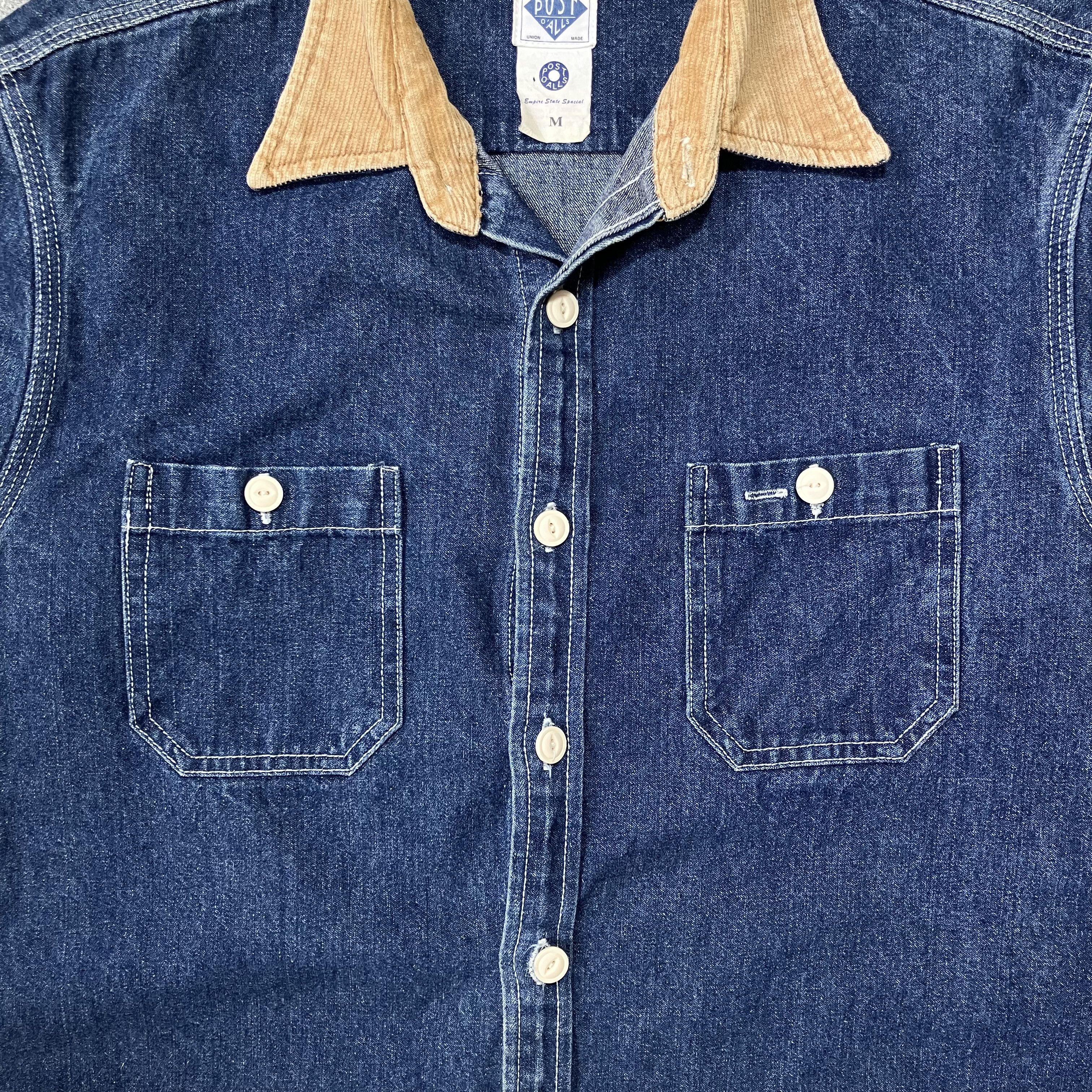 Post Overalls Post Overalls corduroy collar blue indigo denim shirt Size US M / EU 48-50 / 2 - 3 Thumbnail
