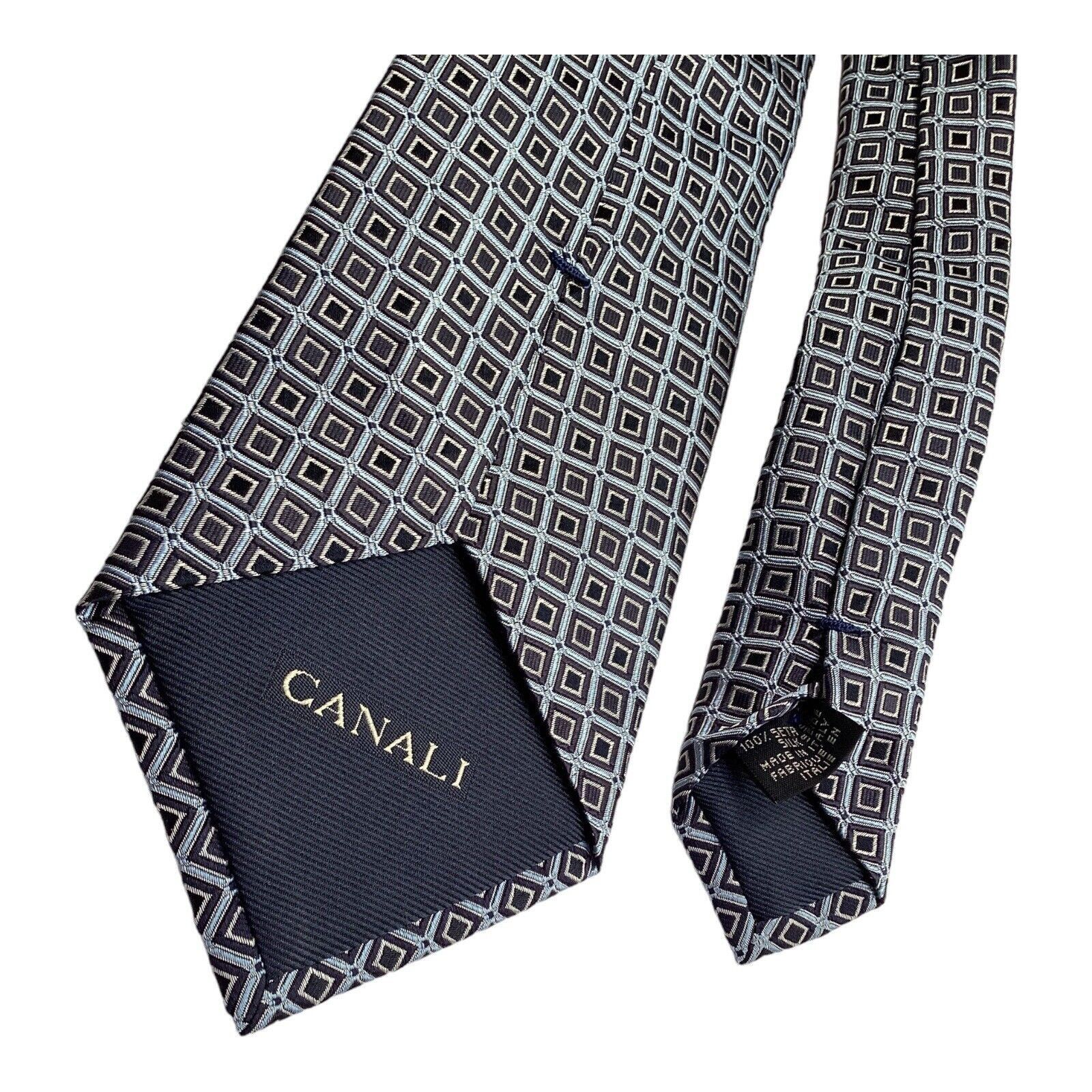Canali CANALI Sky Blue Geometric Luxury Silk Tie Made In Italy W: 3 Size ONE SIZE - 4 Thumbnail