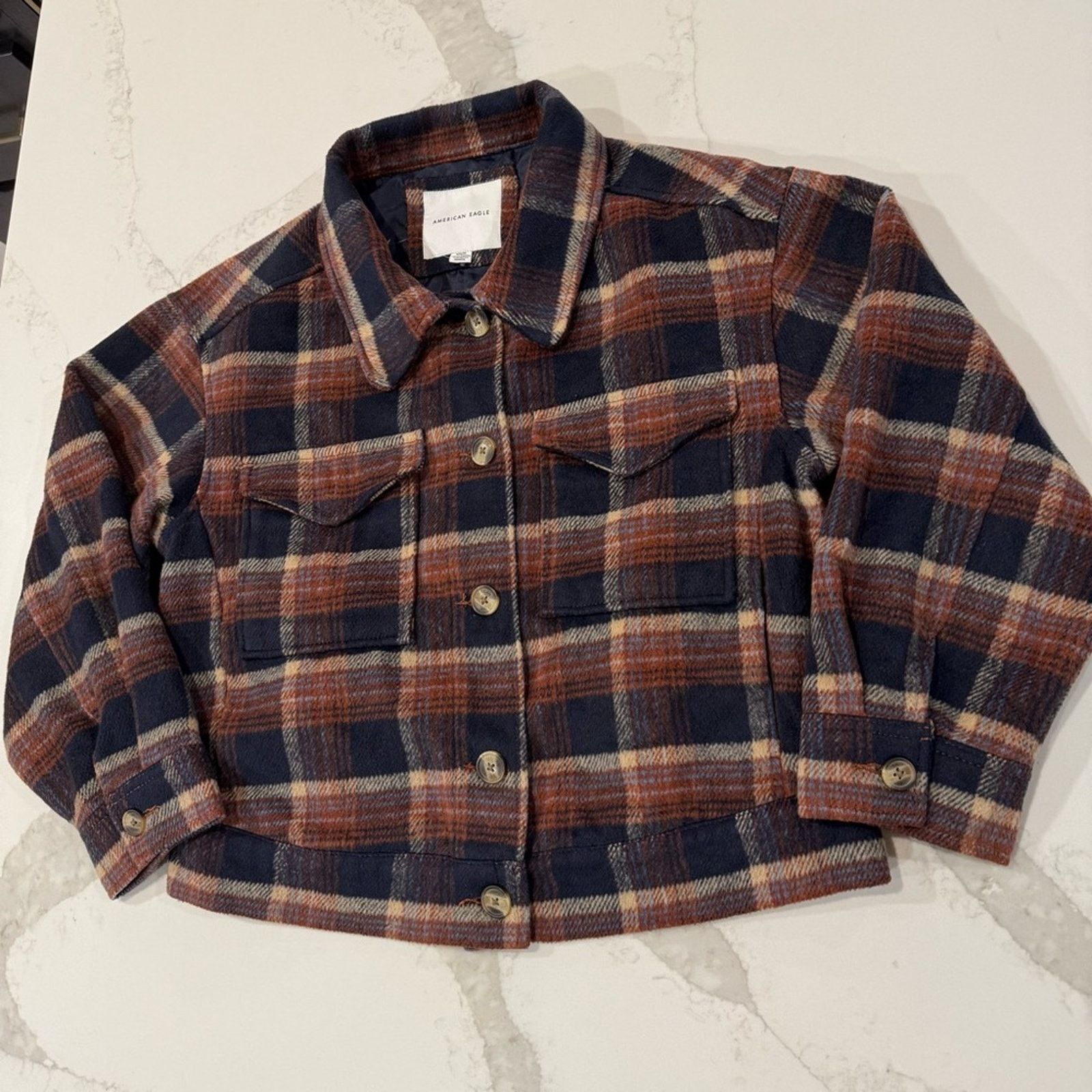 American Eagle Outfitters American Eagle Plaid Oversized Shacket Women’s Medium Brown Size M / US 6-8 / IT 42-44 - 2 Thumbnail
