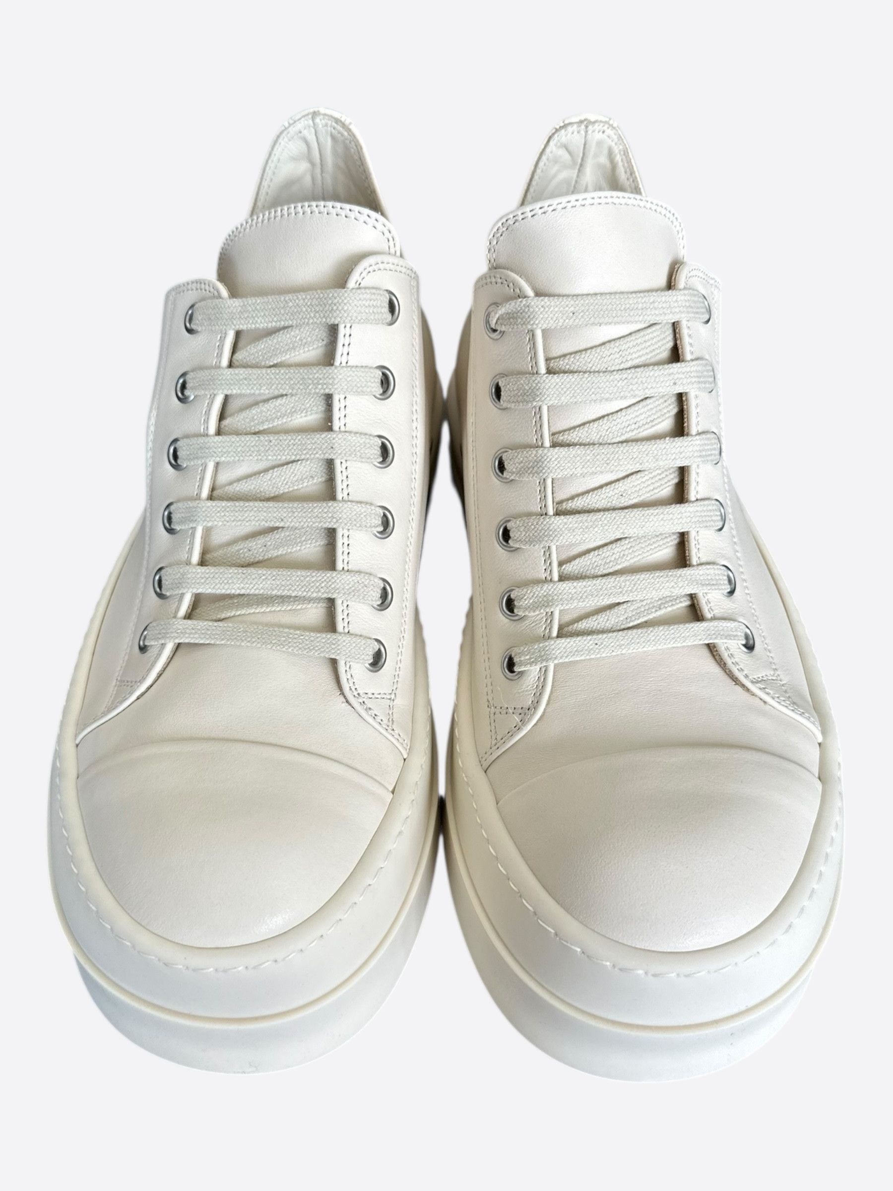 Rick Owens White Leather Mega Bumper Women's Low Top Sneakers Size US 5 / IT 35 - 2 Thumbnail