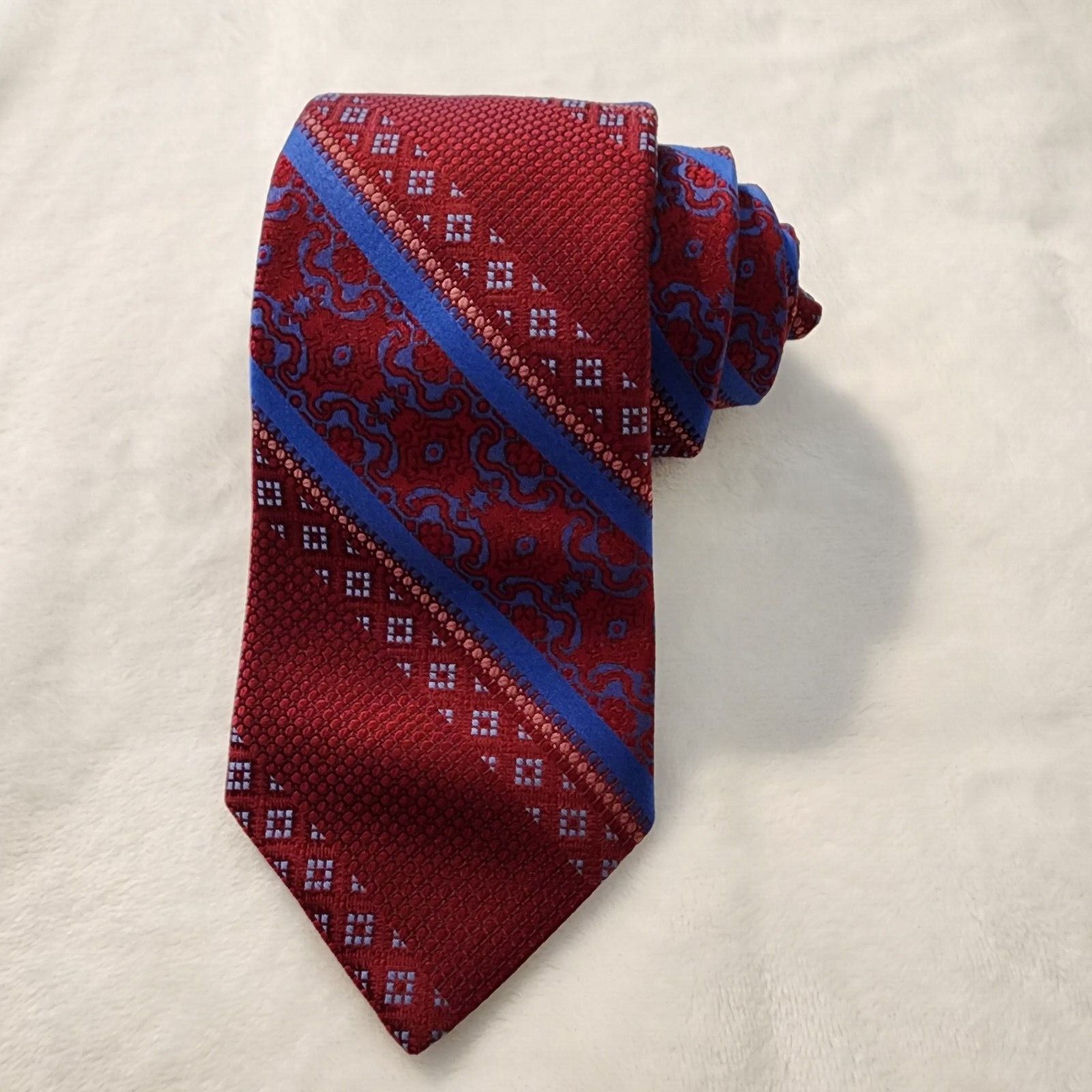 Robert Graham Robert Graham Silk Tie Necktie Royal Blue Stripe Geometric Size ONE SIZE - 2 Thumbnail