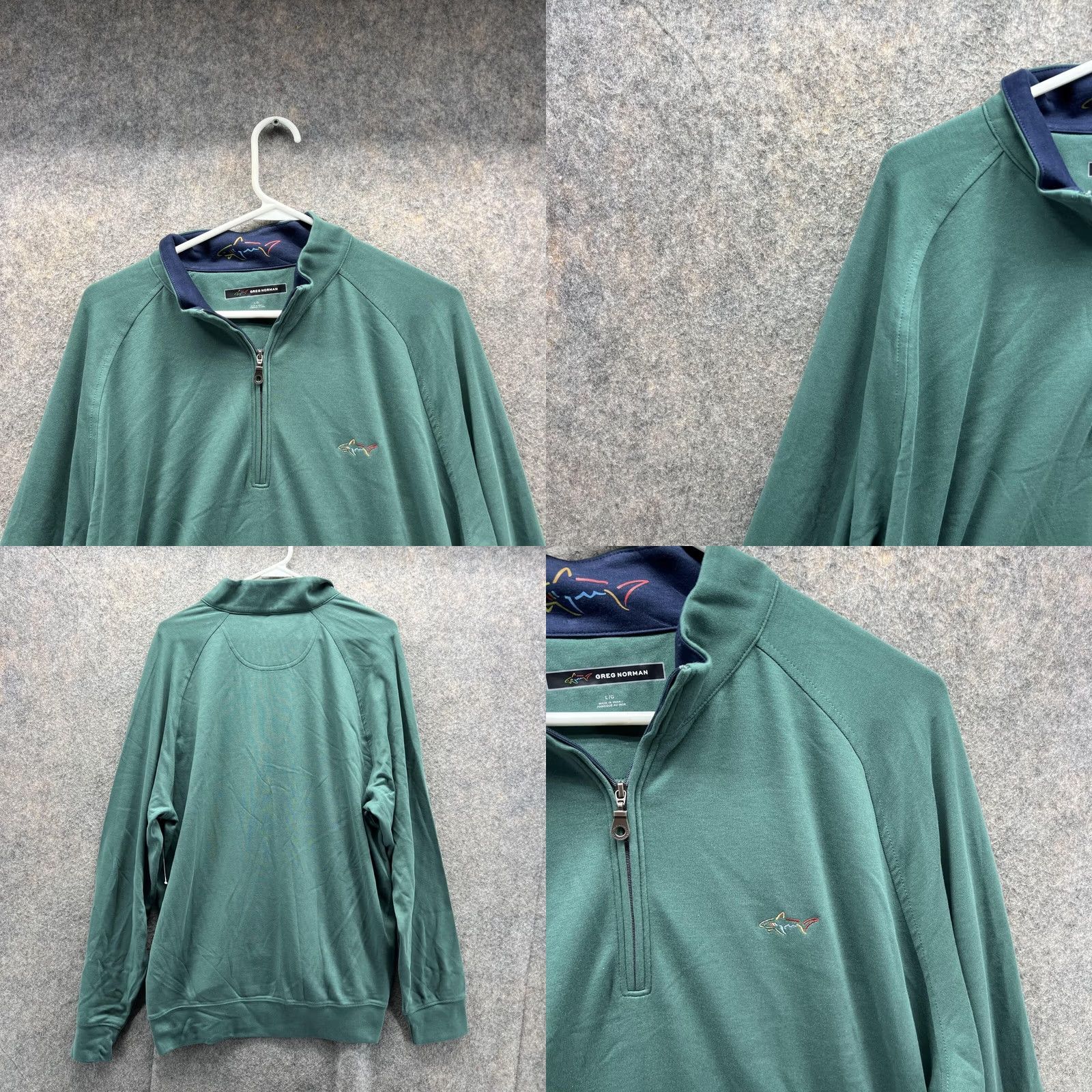 Vintage Greg Norman Sweater Men Large 1/4 Zip Fleece Green Pullover Logo" Size US L / EU 52-54 / 3 - 8 Thumbnail