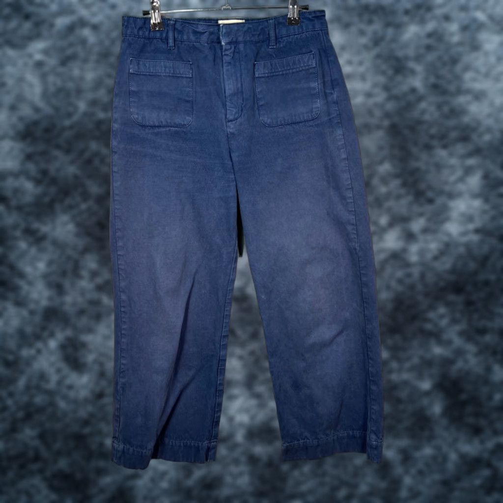 Vintage Sézane Womens Size 38 Navy Blue Cropped Pants Cotton Blend Made In Italy Size 26" / US 2 / IT 38 - 1 Thumbnail