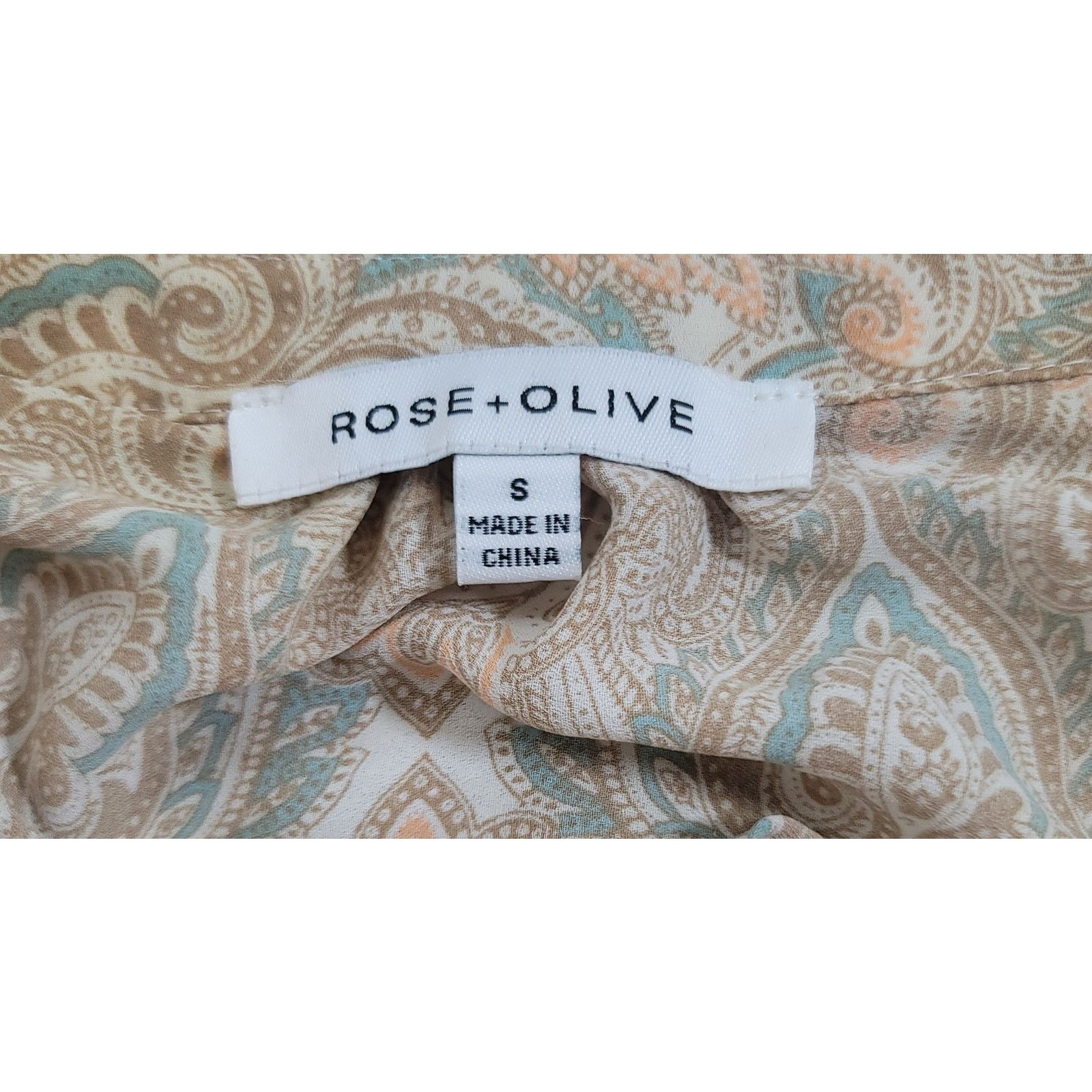 Other Rose & Olive Beige Orange Paisley Print Shirt S Long Sleeves Size S / US 4 / IT 40 - 4 Thumbnail
