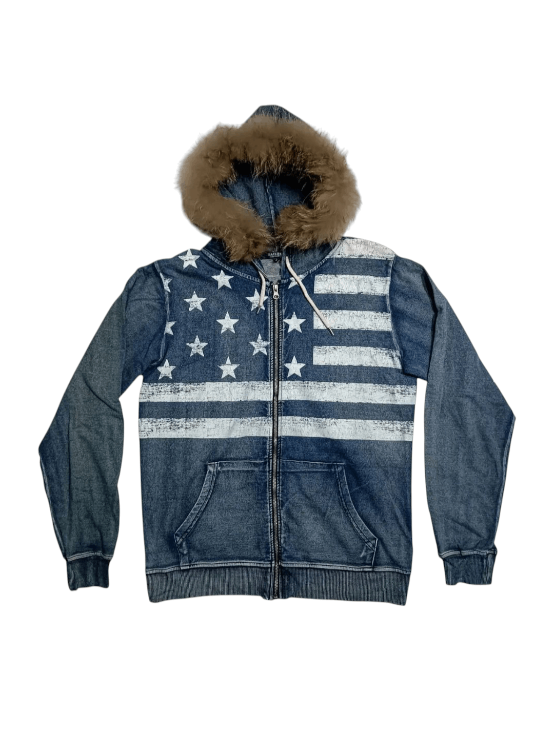 Japanese Brand 💥 Need Gone 💥 Sweater Zip Up Hoodie Fur American Flag Size US L / EU 52-54 / 3 - 1 Thumbnail