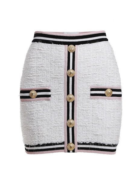 Balmain o1s1wg110825 Maze Monogram Jacquard Mini Skirt in White Size 27" / US 4 / IT 40 - 1 Thumbnail