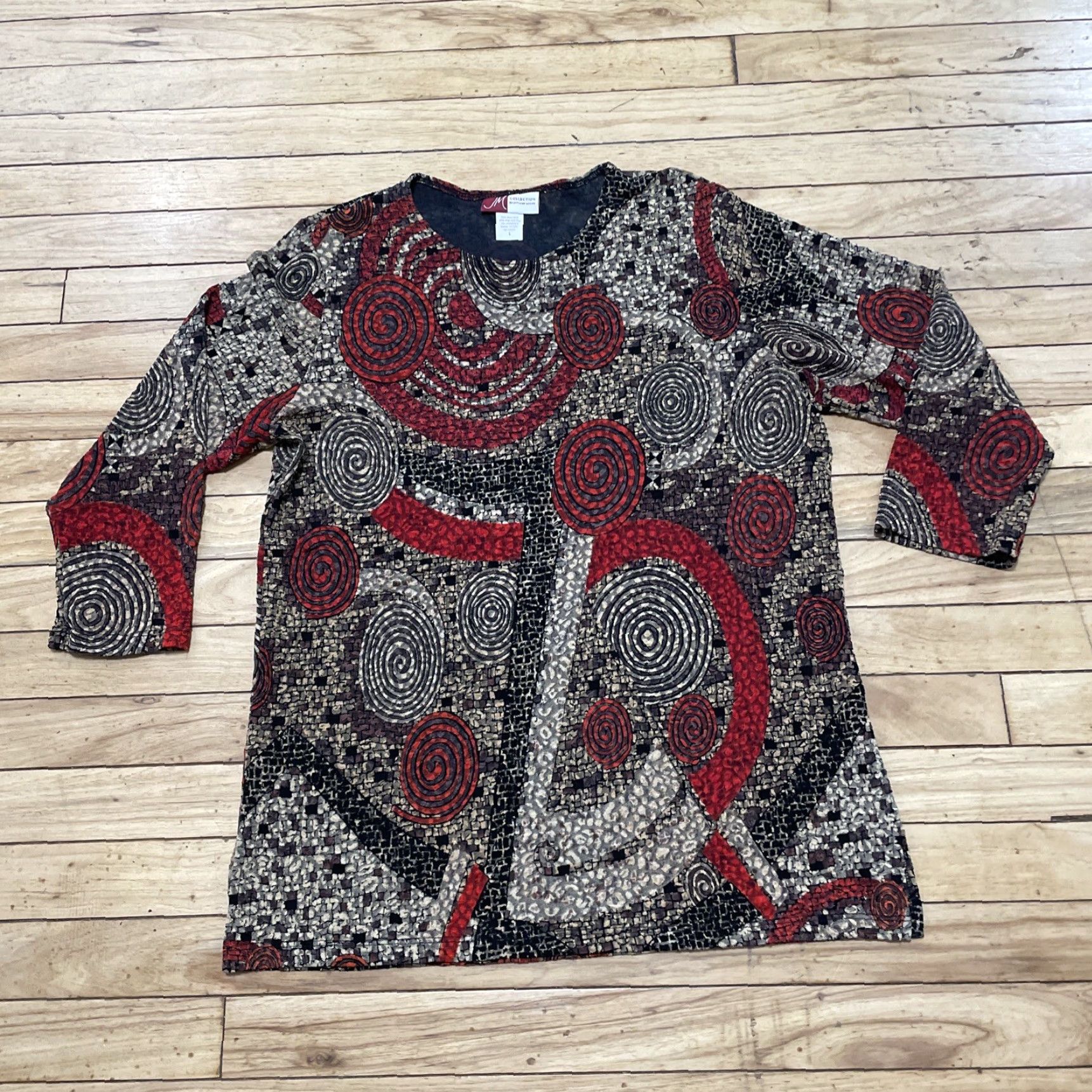 JM Collection JM Collection Top Womens L Made USA Vtg Y2k Abstract Fairy Boho 90s Flowy Large Shirt Multicolor Geometric Crew Neck 3/4 Sleeve Casual Womens Size L / US 10 / IT 46 - 2 Thumbnail