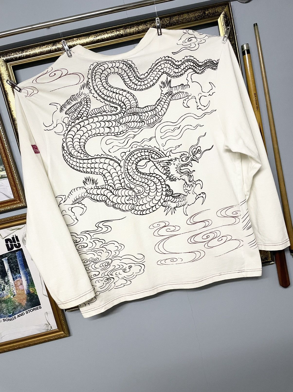 Yasuyuki Ishii Vintage Japan Karakuri Tamashi Dragon Big Print Traditional Size US L / EU 52-54 / 3 - 2 Thumbnail