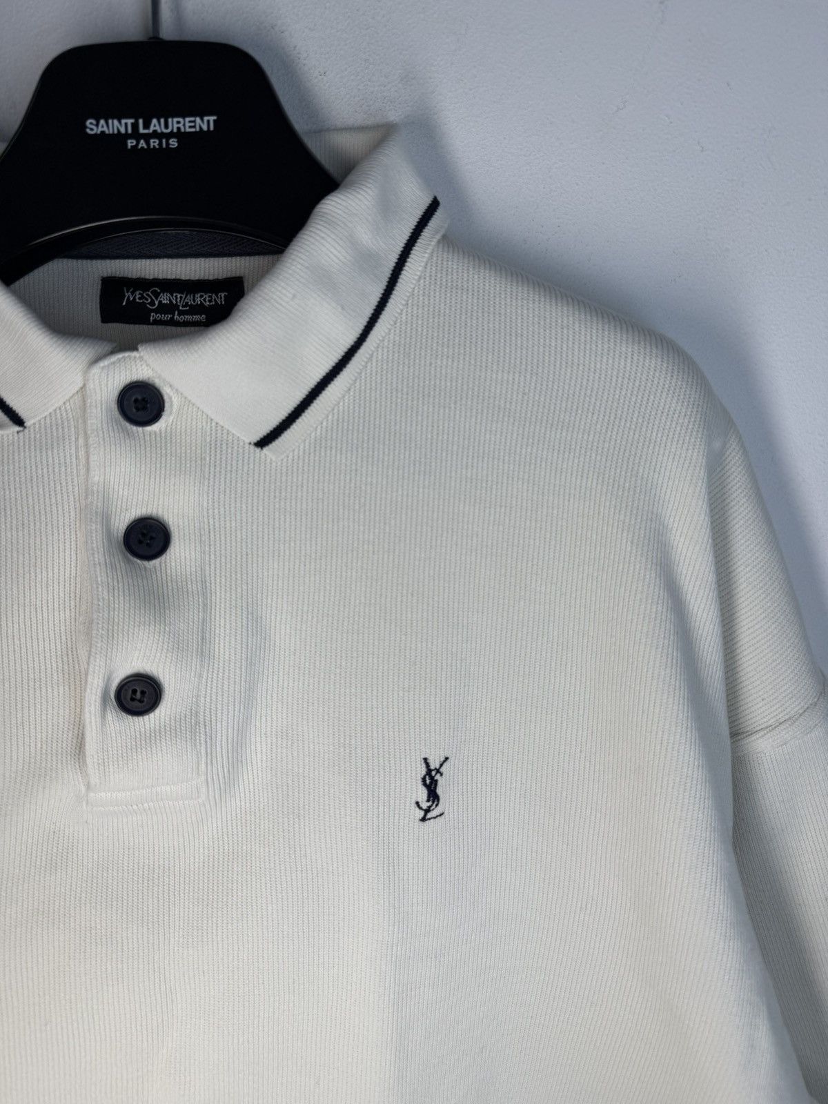 Yves Saint Laurent 90s YSL Sweatshirt White/Sweater Vintage Quarter Zip Up Size US L / EU 52-54 / 3 - 1 Thumbnail