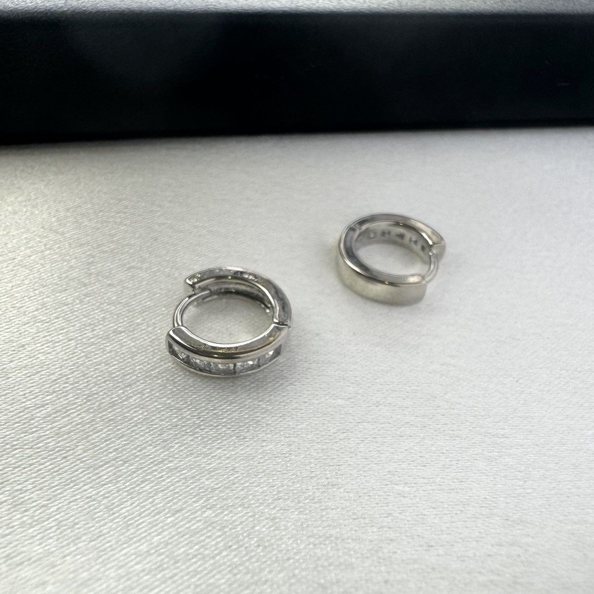 Designer 12mm CZ Small Silver Hoop Earrings for Women Men Size ONE SIZE - 2 Thumbnail