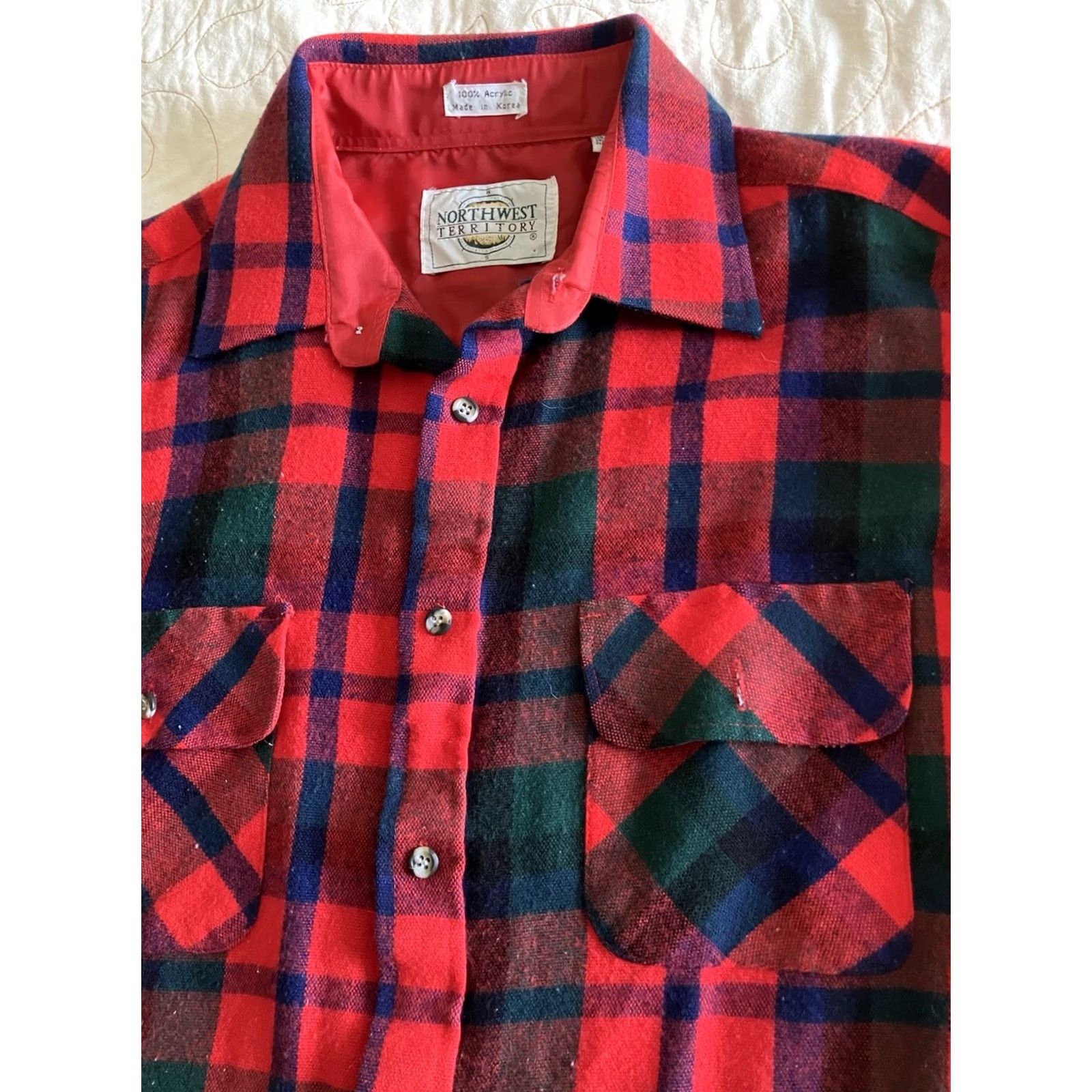 Vintage Northwest Territory Shirt Mens L Flannel Red Green Plaid Long Sleeve Button Up Size US L / EU 52-54 / 3 - 2 Thumbnail